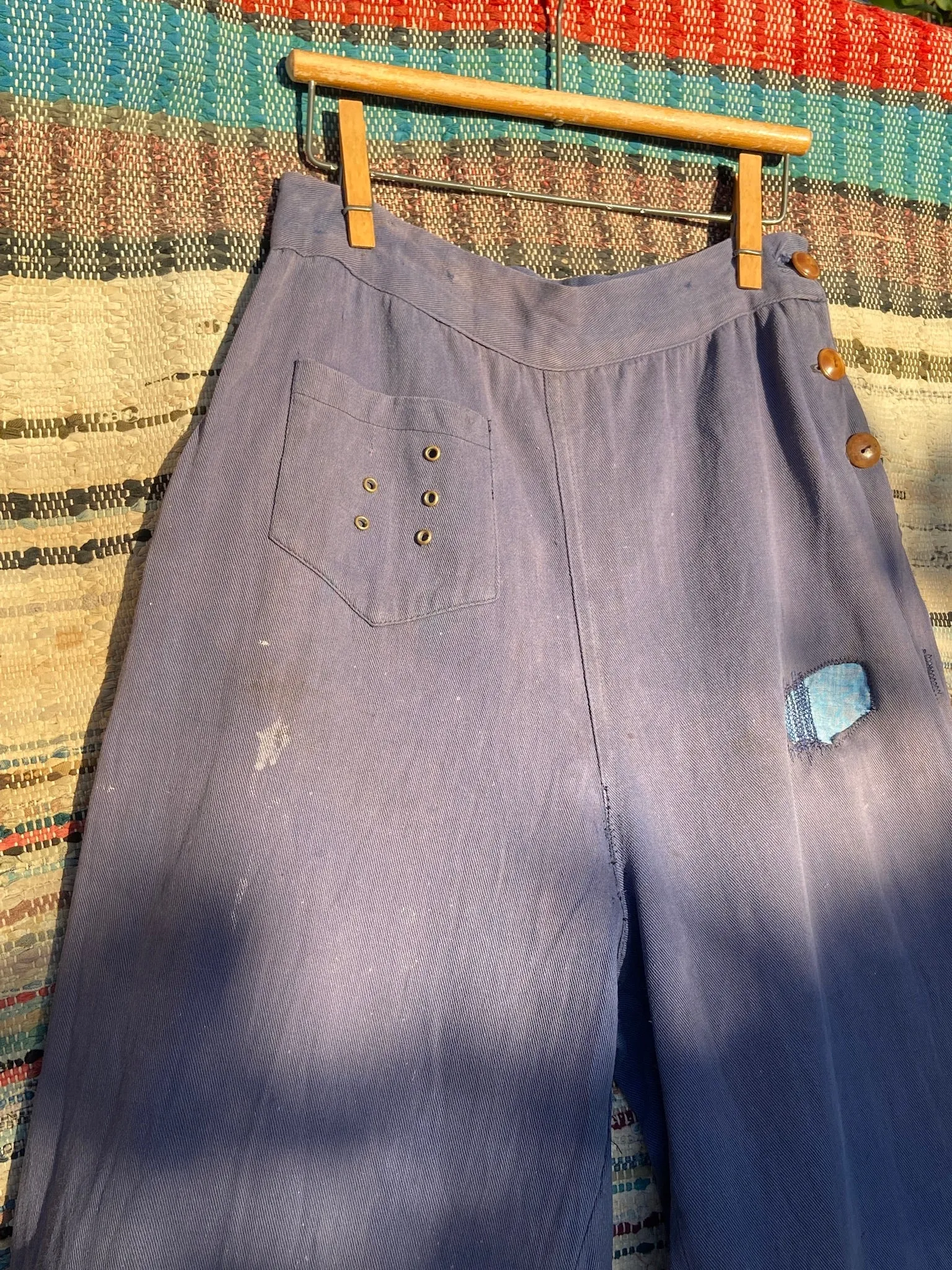 1930s Distressed/ Patched 1930s Side Button Trousers