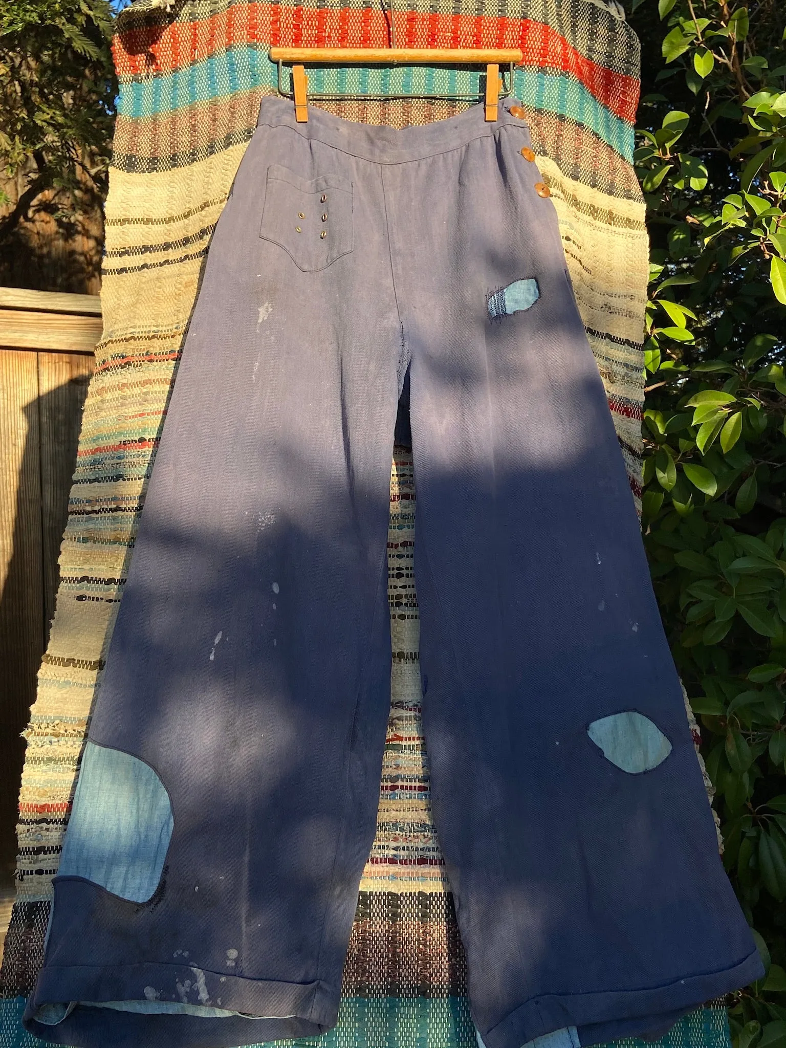 1930s Distressed/ Patched 1930s Side Button Trousers