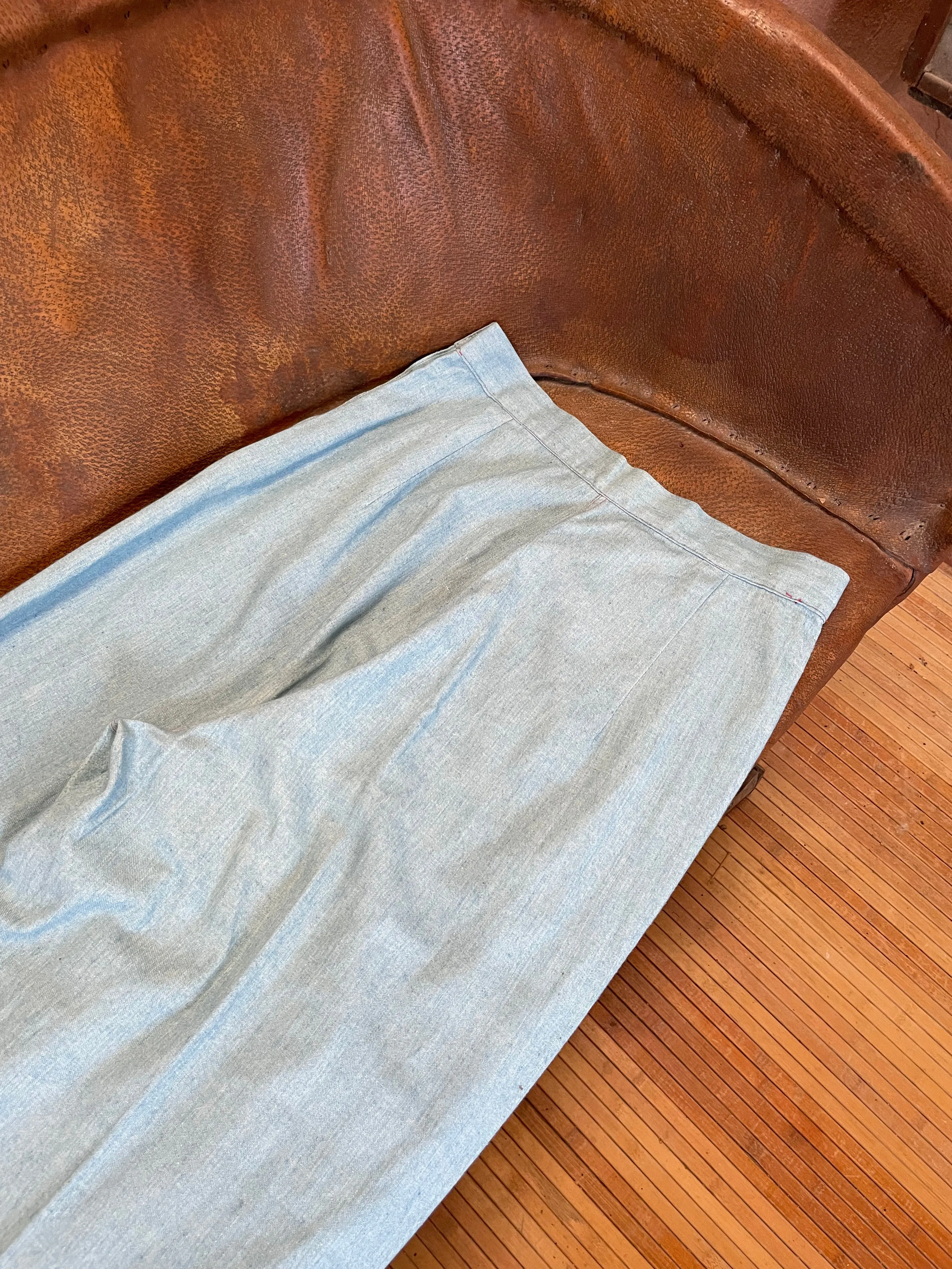 1940s Side Button Chambray Pants