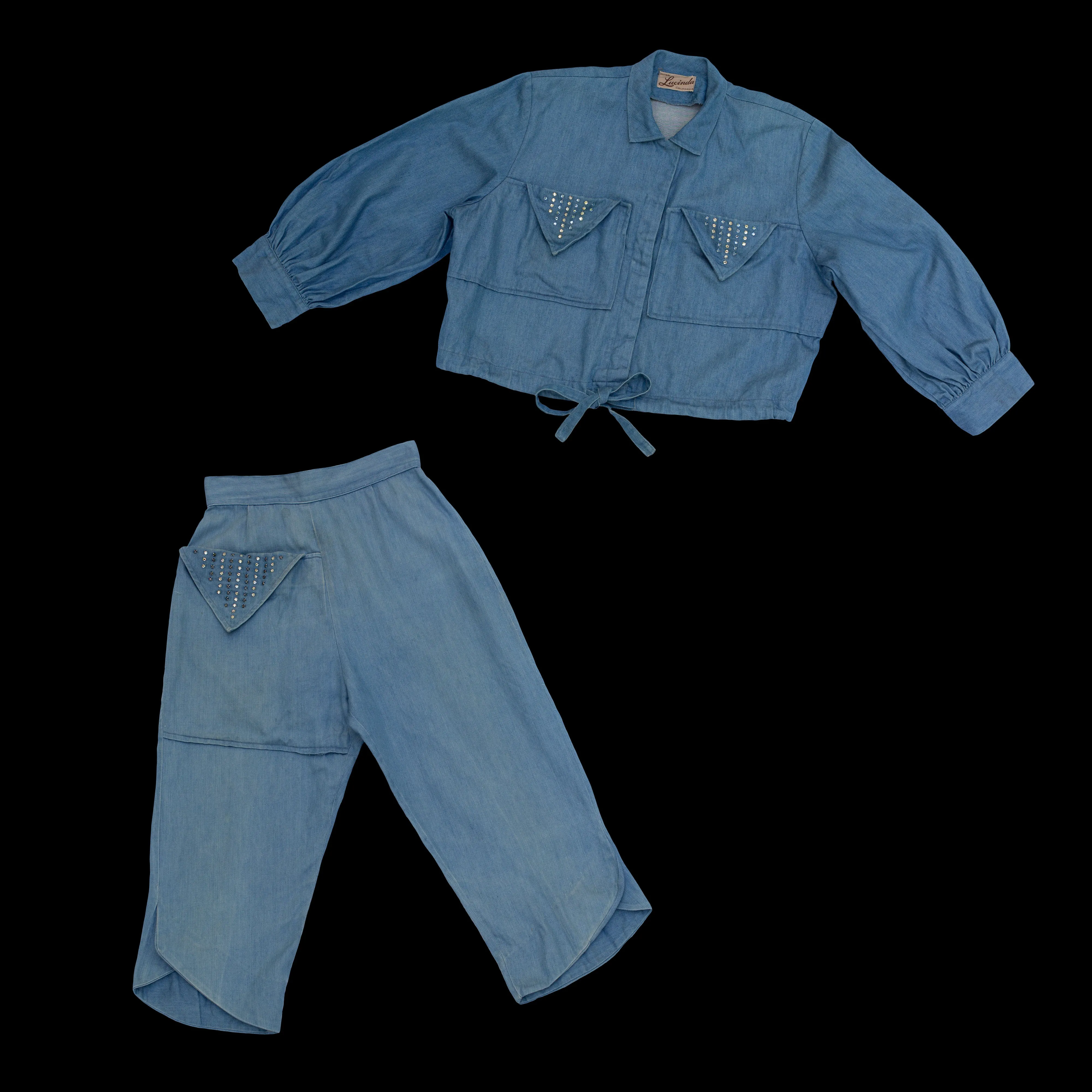 1950s Chambray Rhinestone Studded Set