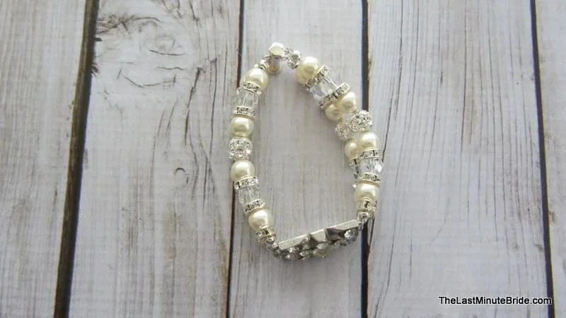 2 Strand Swarovski Vintage Pearl & Crystal Bracelet