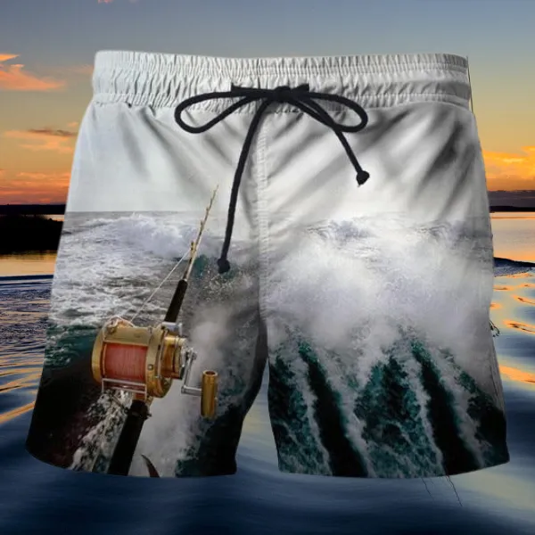 3D Fishing Shorts White Wash