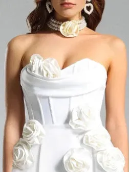 3D Flower Embellished Bandage Mini Dress