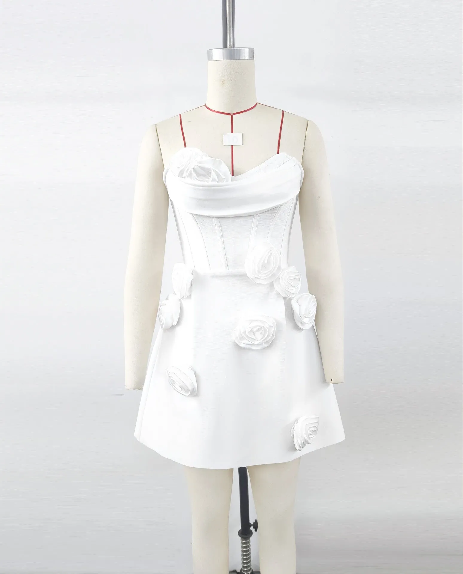 3D Flower Embellished Bandage Mini Dress