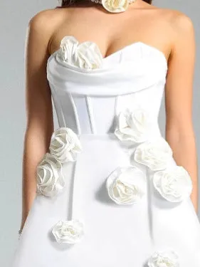 3D Flower Embellished Bandage Mini Dress