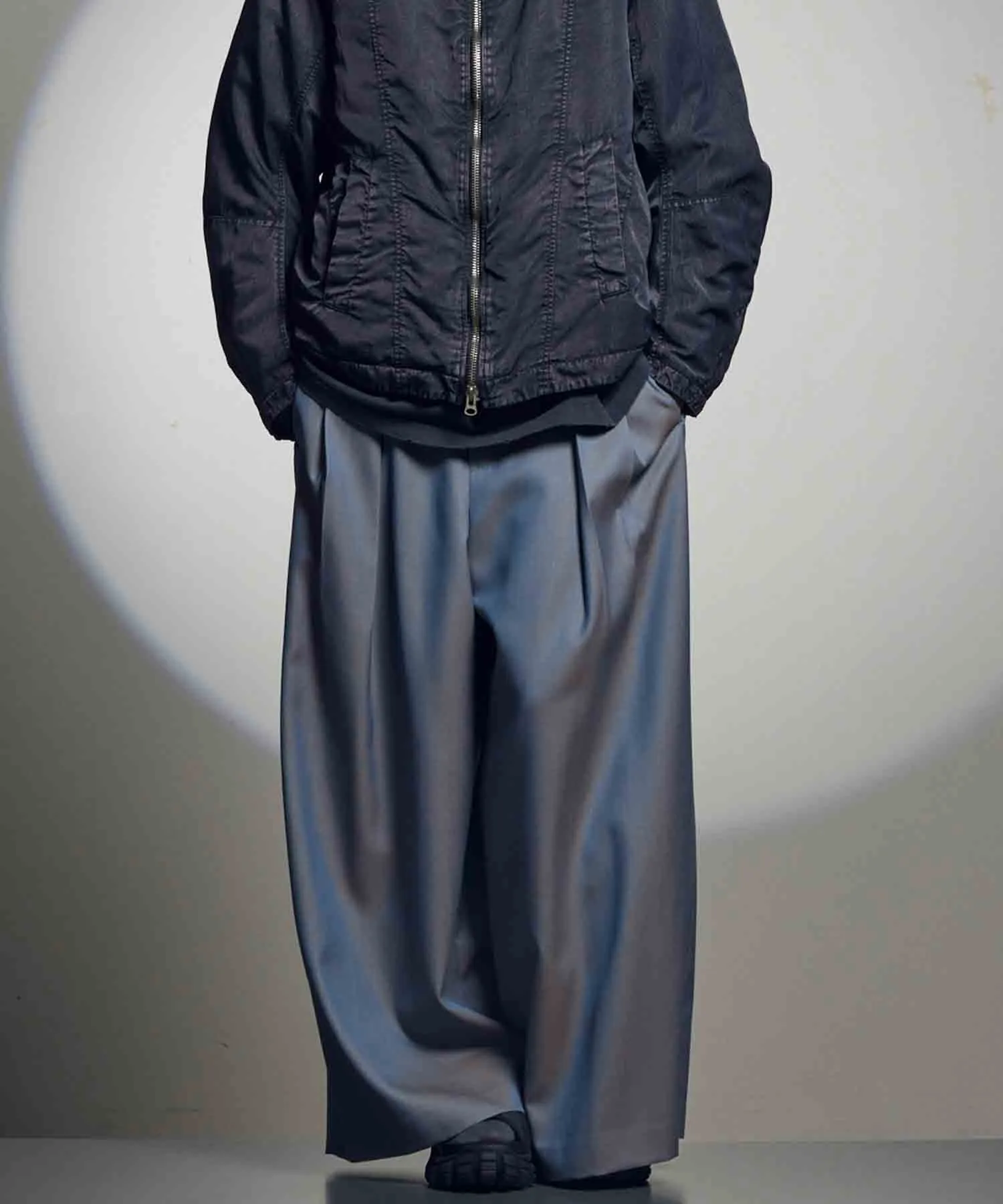 4 Colors Chambray Washable Wool Baggy Wide Pants