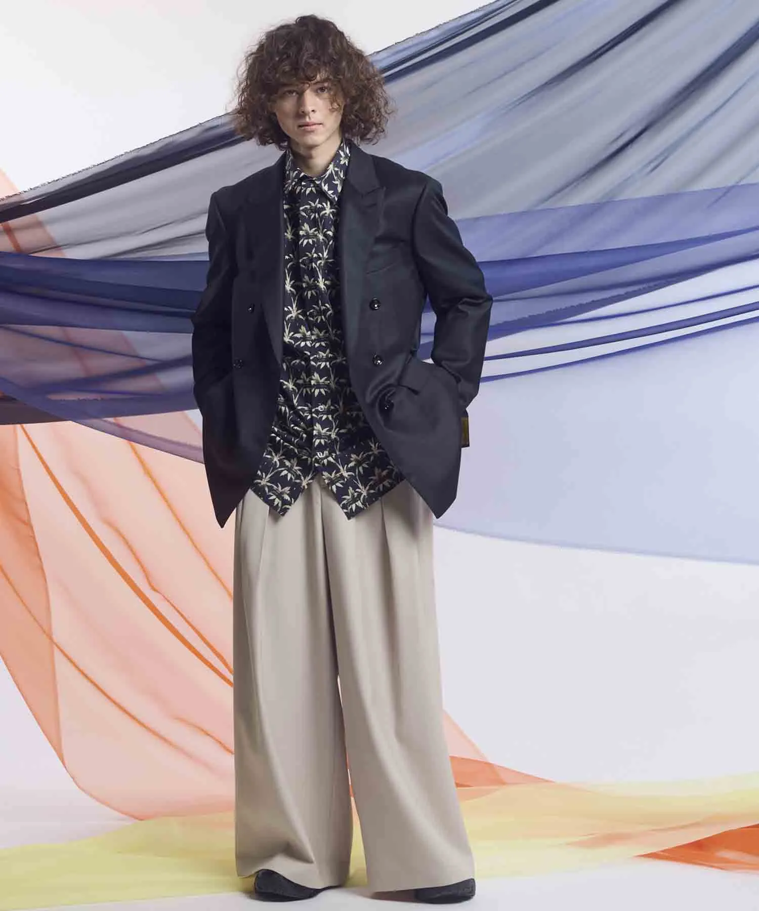 4 Colors Chambray Washable Wool Baggy Wide Pants