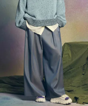 4 Colors Chambray Washable Wool Baggy Wide Pants