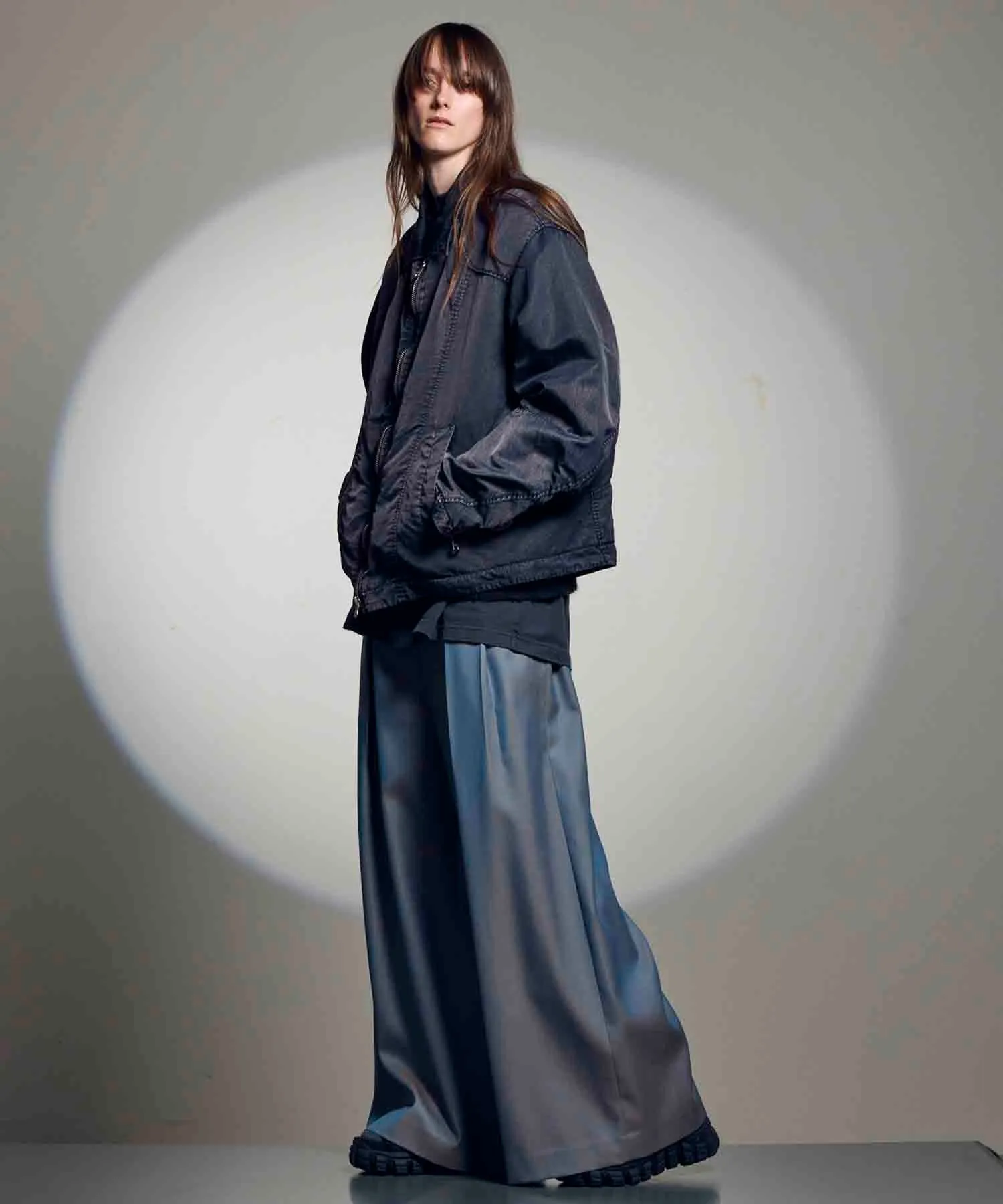 4 Colors Chambray Washable Wool Baggy Wide Pants