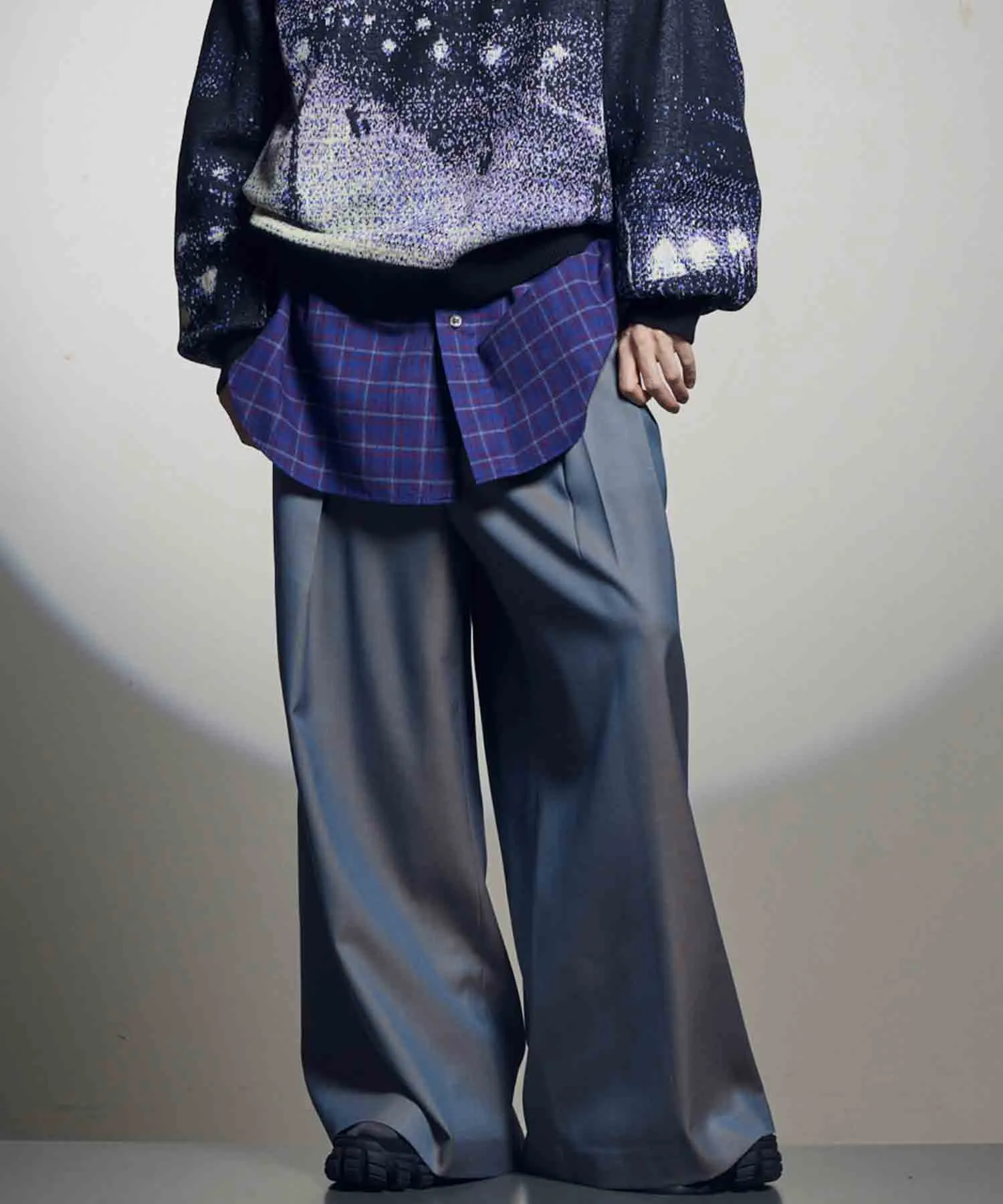 4 Colors Chambray Washable Wool Baggy Wide Pants