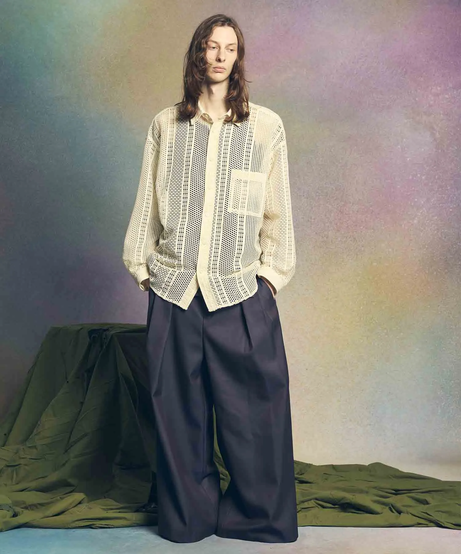4 Colors Chambray Washable Wool Baggy Wide Pants