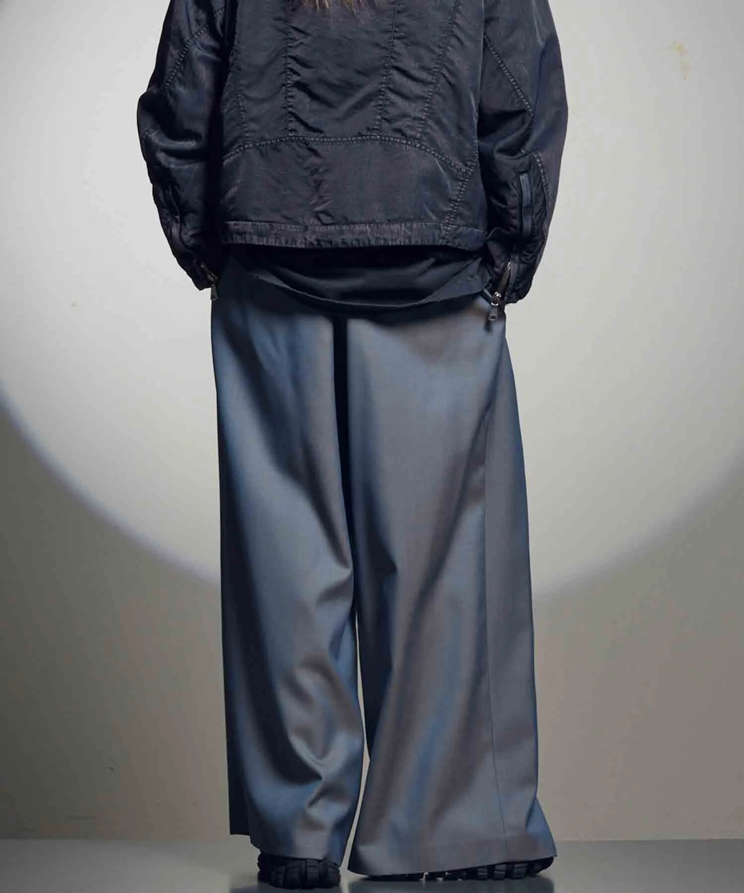 4 Colors Chambray Washable Wool Baggy Wide Pants