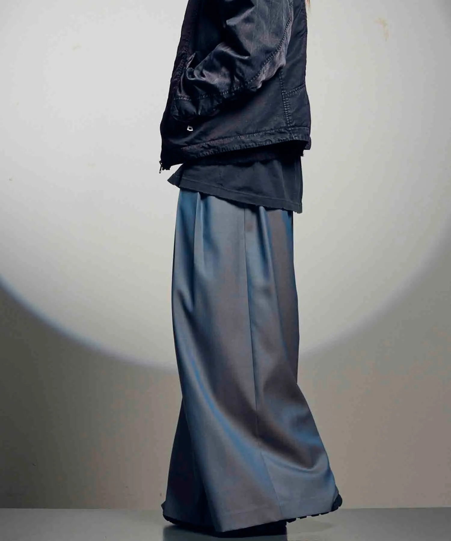 4 Colors Chambray Washable Wool Baggy Wide Pants