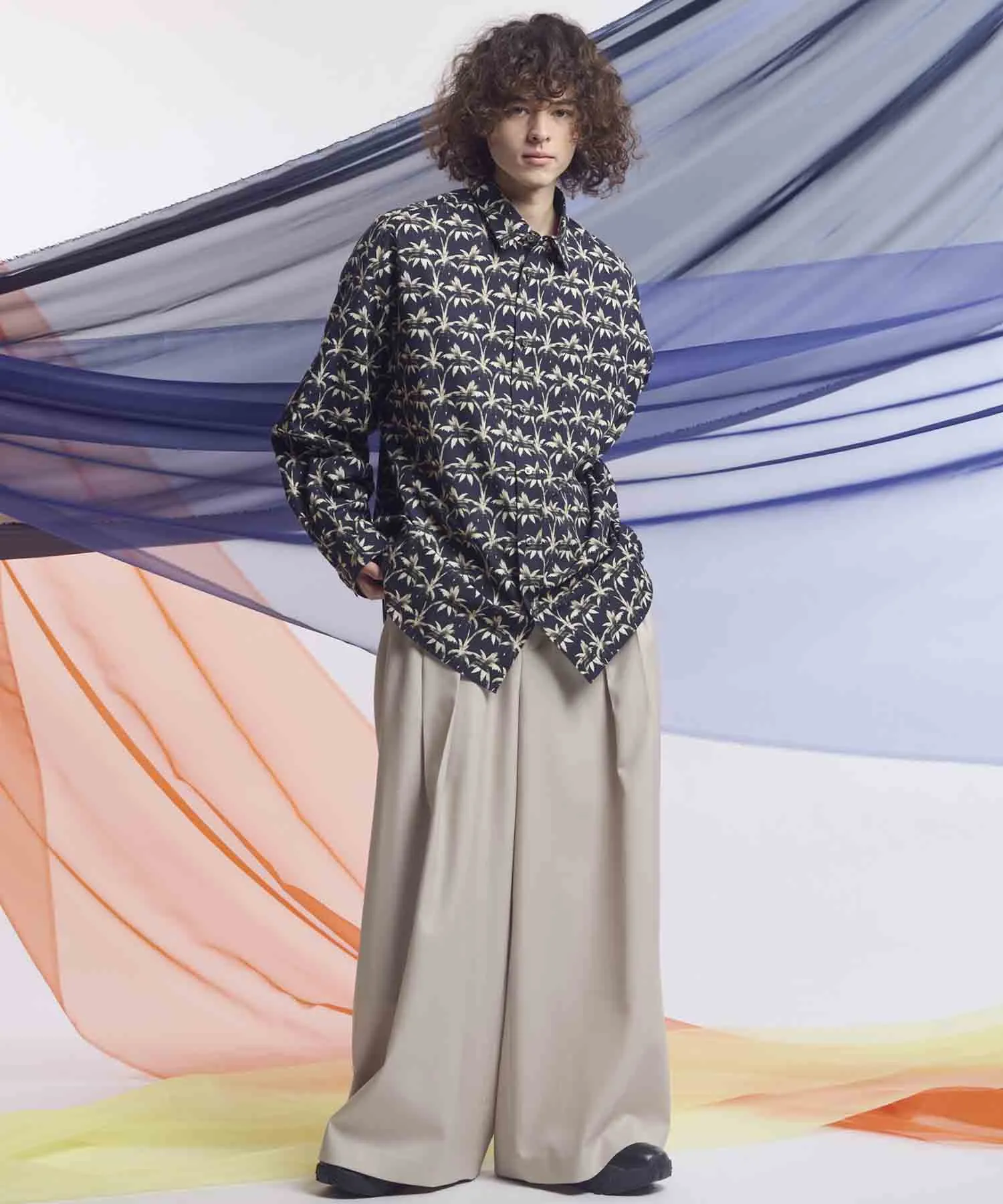 4 Colors Chambray Washable Wool Baggy Wide Pants