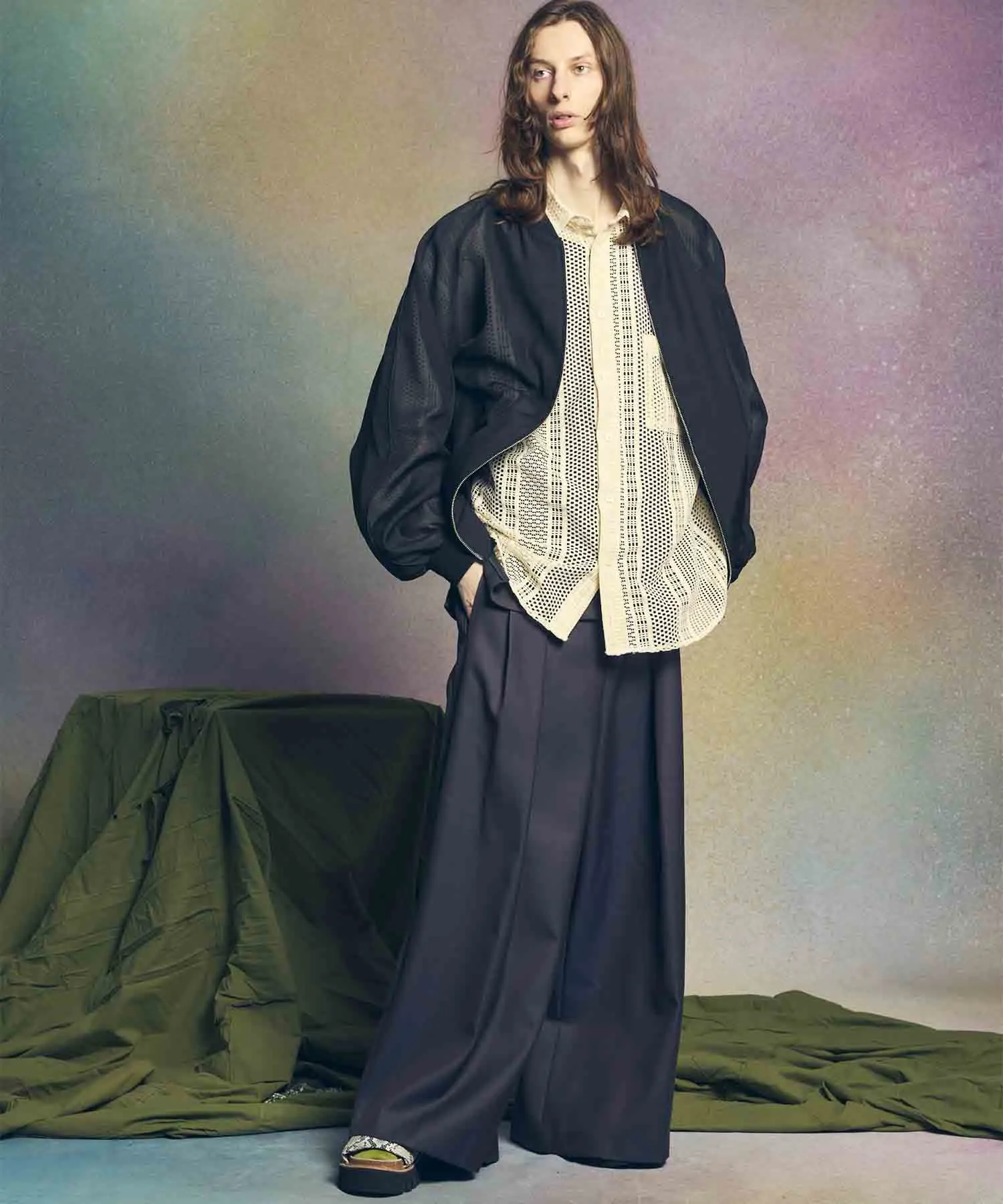 4 Colors Chambray Washable Wool Baggy Wide Pants
