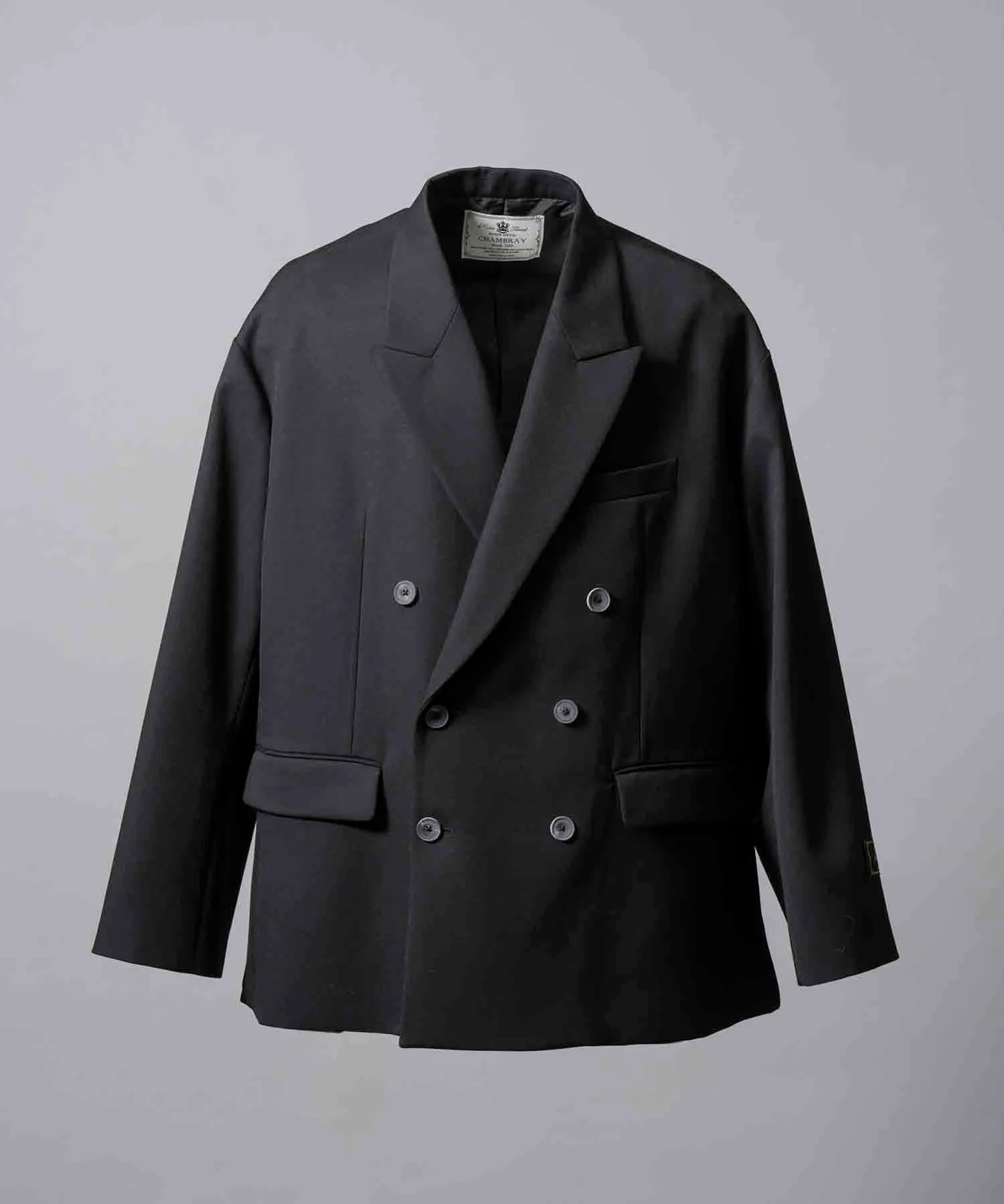 4 Colors Chambray Washable Wool Prime-Over Peaked Lapel Double Breasted Jacket