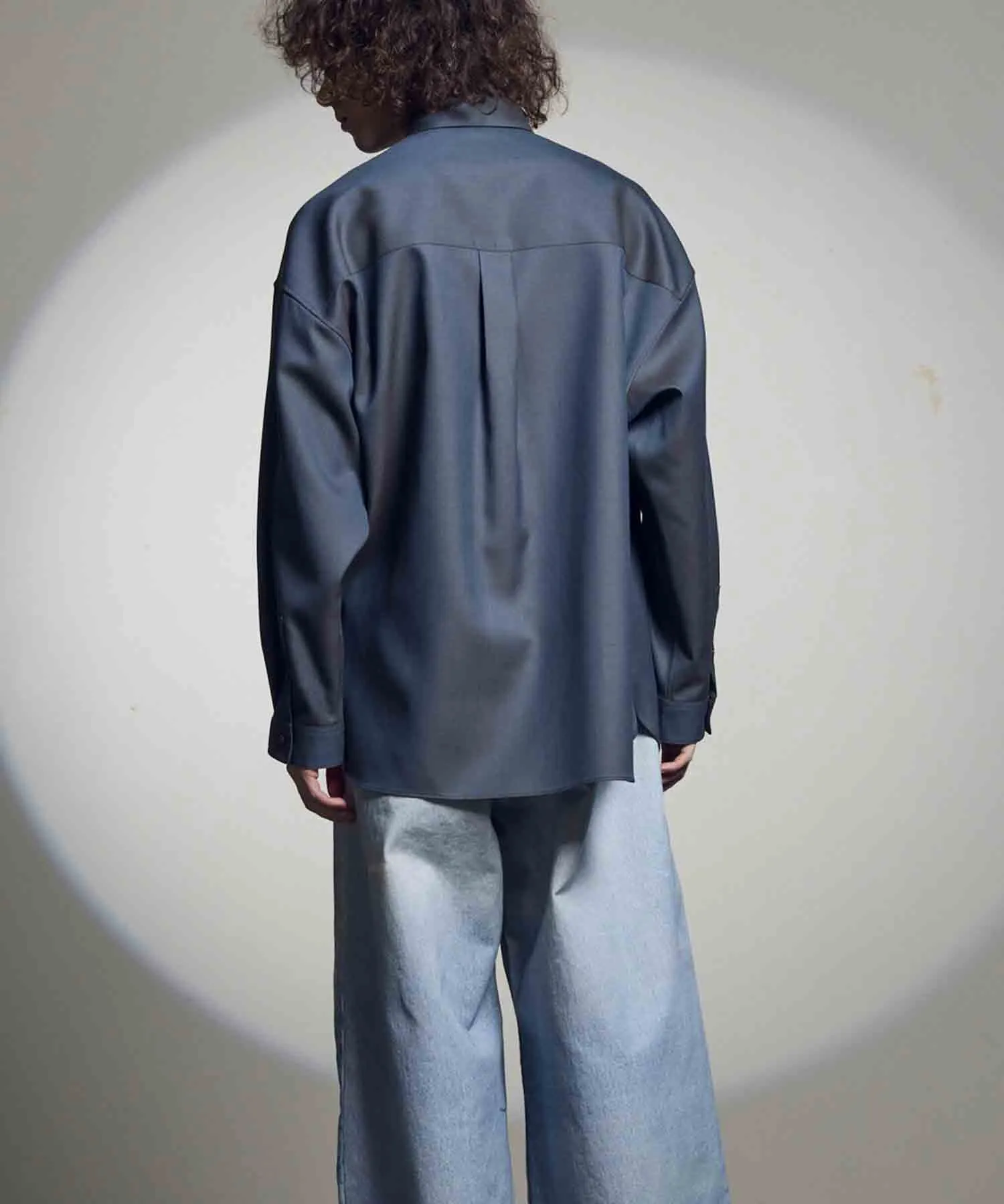 4 Colors Chambray Washable Wool Prime-Over Regular Collar Shirt