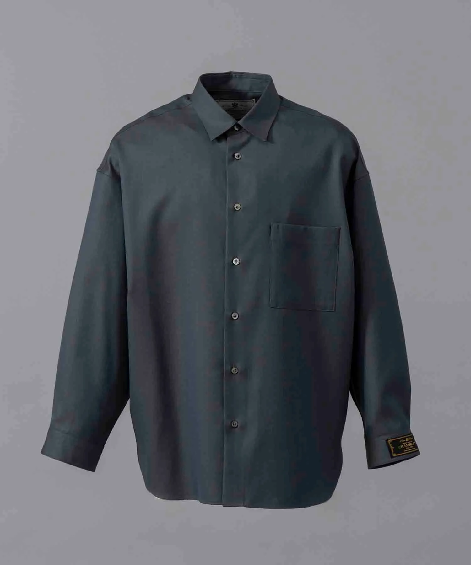 4 Colors Chambray Washable Wool Prime-Over Regular Collar Shirt