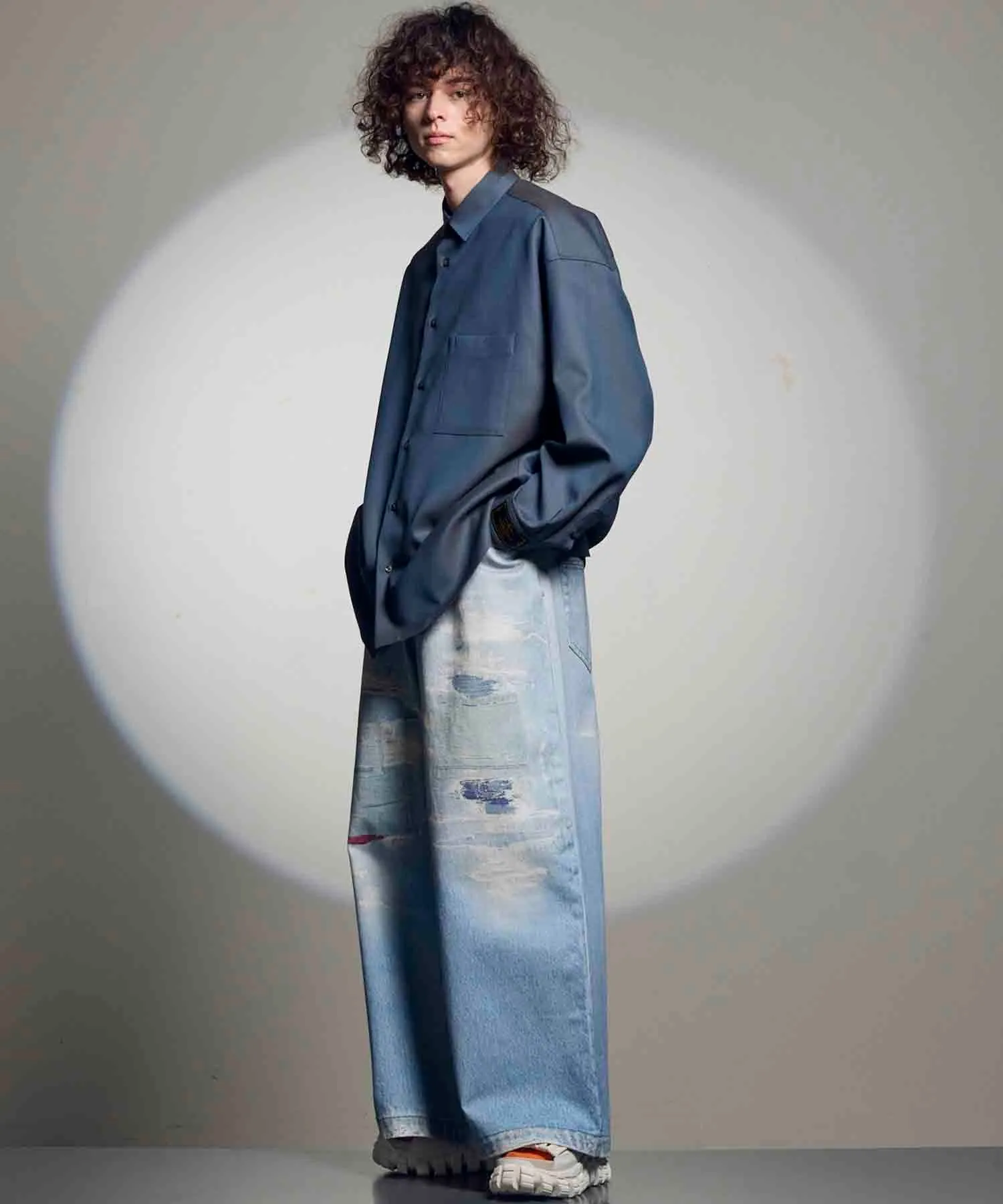 4 Colors Chambray Washable Wool Prime-Over Regular Collar Shirt