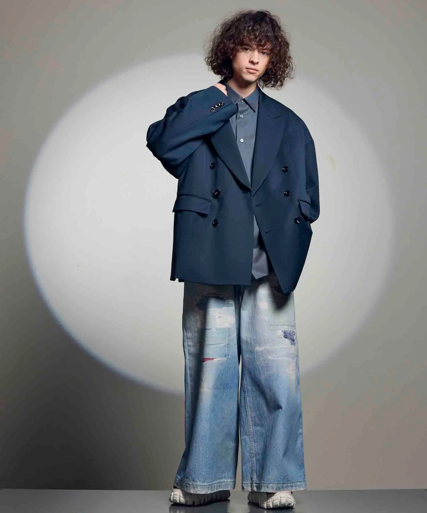 4 Colors Chambray Washable Wool Prime-Over Regular Collar Shirt