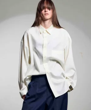 4 Colors Chambray Washable Wool Prime-Over Regular Collar Shirt