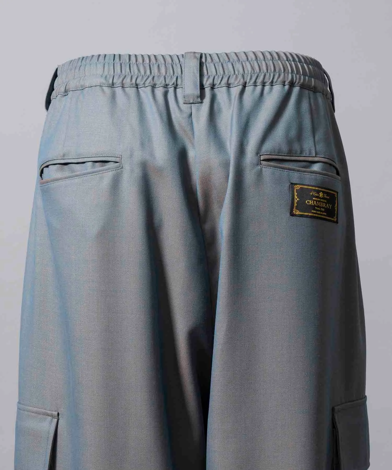 4 Colors Chambray Washable Wool Prime-Wide Cargo Pants