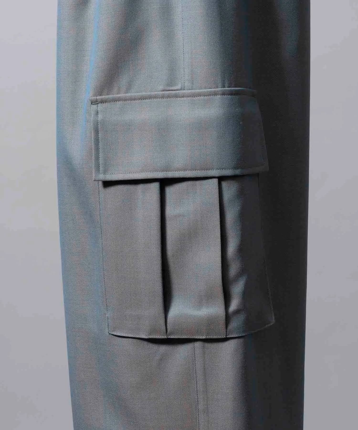 4 Colors Chambray Washable Wool Prime-Wide Cargo Pants