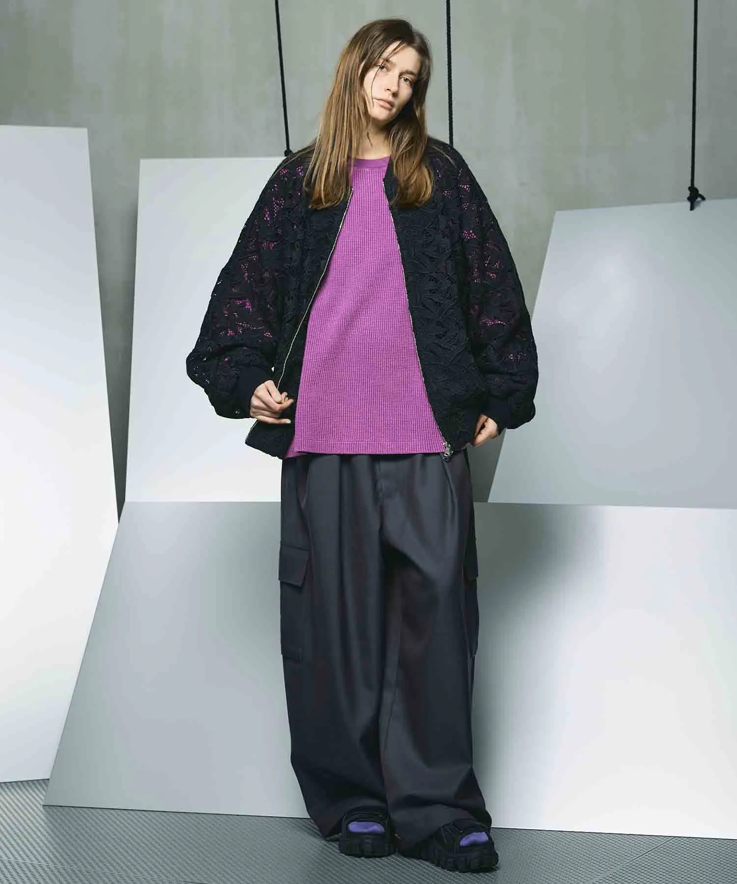 4 Colors Chambray Washable Wool Prime-Wide Cargo Pants