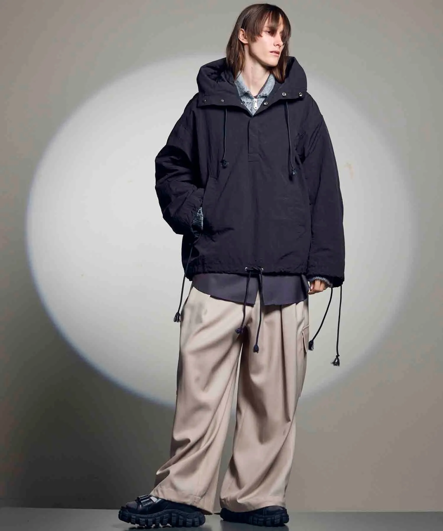 4 Colors Chambray Washable Wool Prime-Wide Cargo Pants