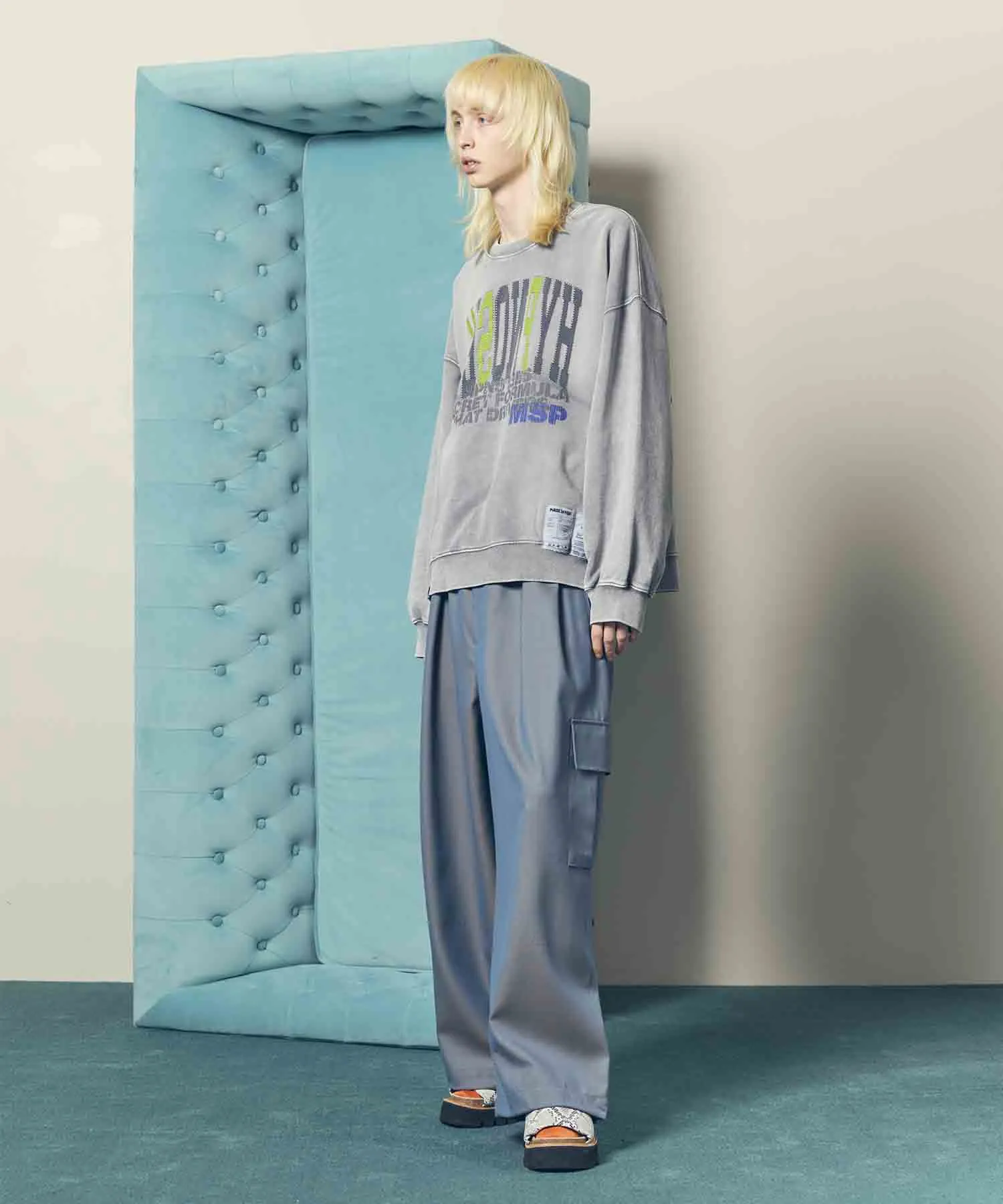 4 Colors Chambray Washable Wool Prime-Wide Cargo Pants