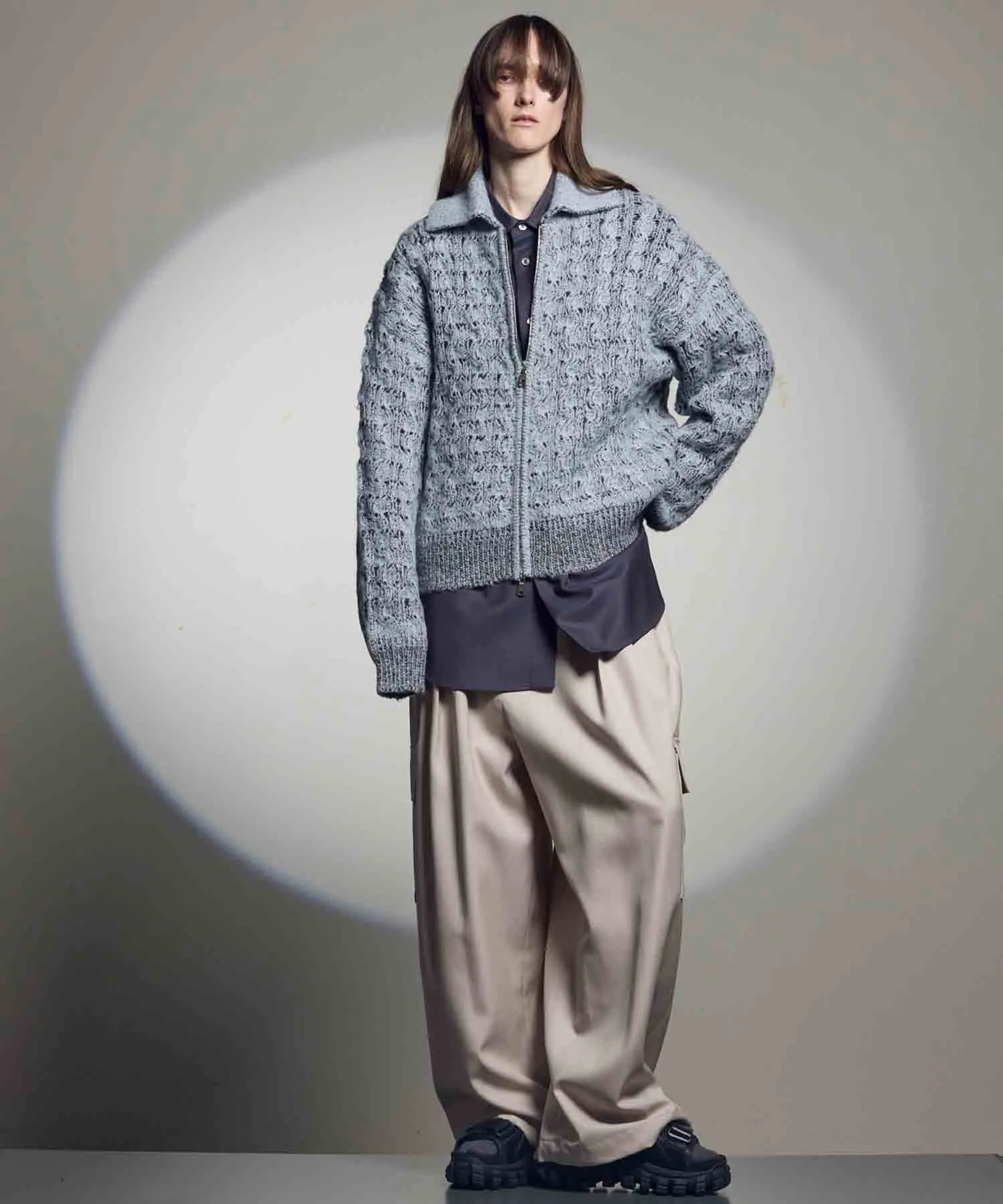 4 Colors Chambray Washable Wool Prime-Wide Cargo Pants