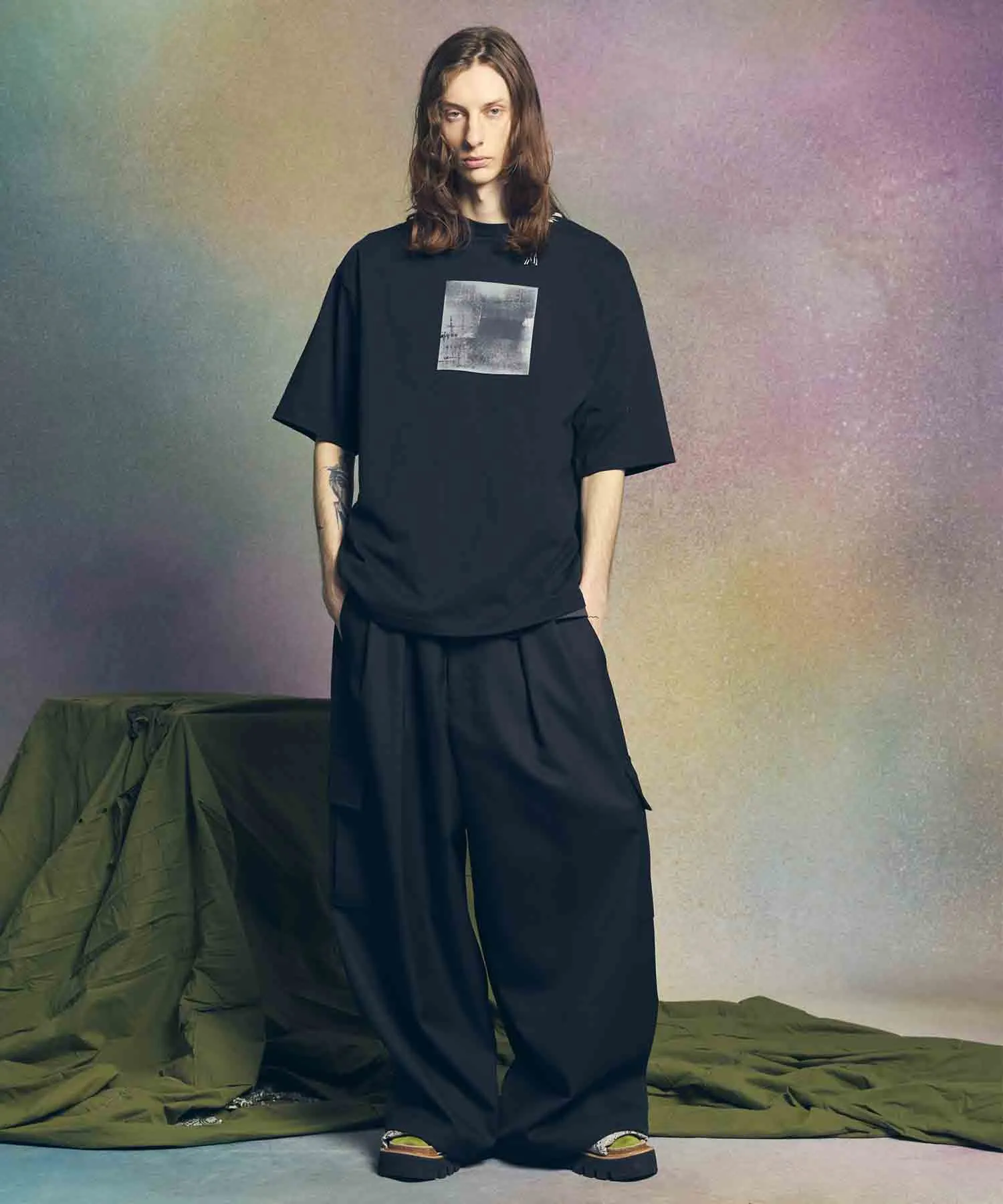 4 Colors Chambray Washable Wool Prime-Wide Cargo Pants
