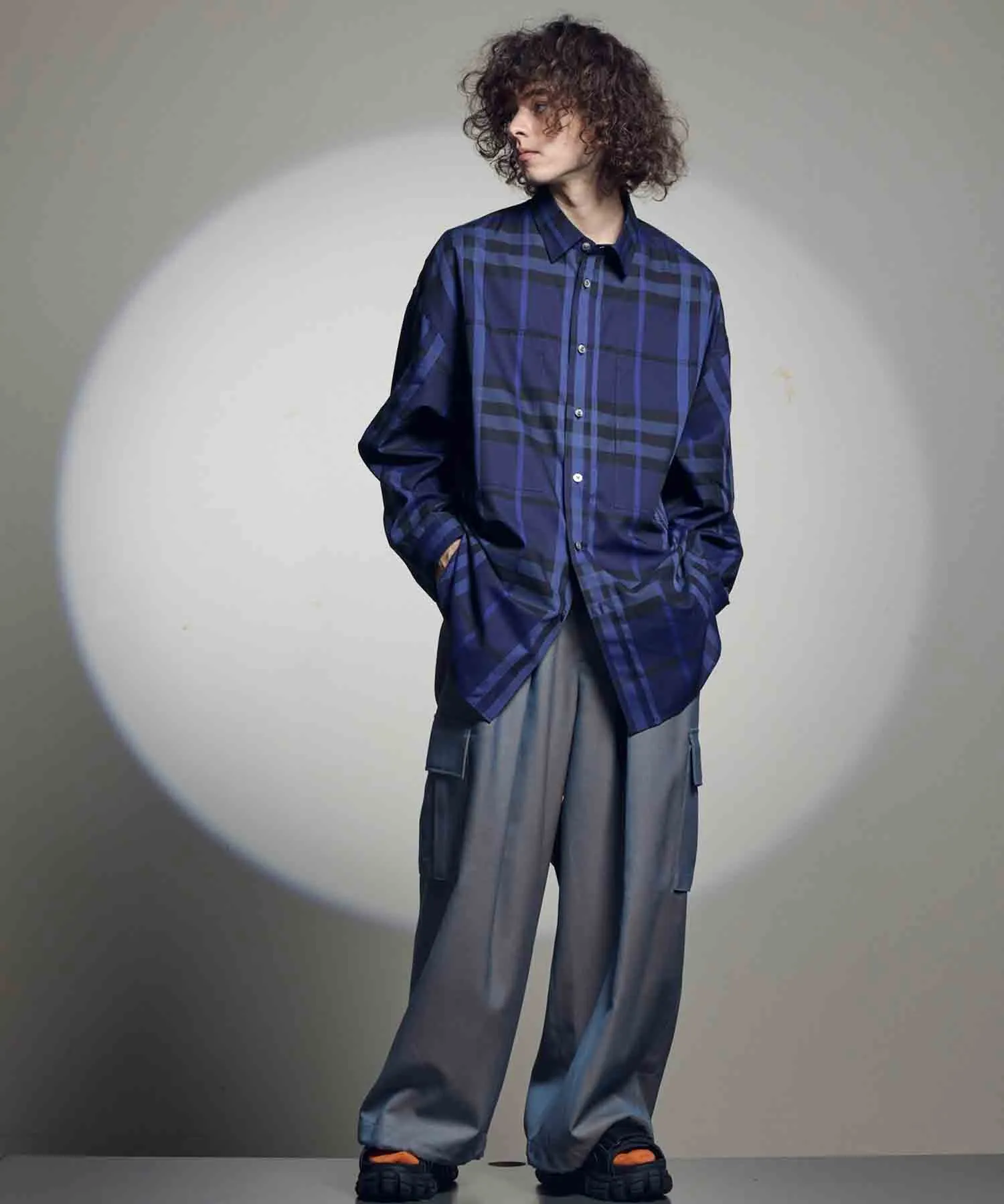 4 Colors Chambray Washable Wool Prime-Wide Cargo Pants
