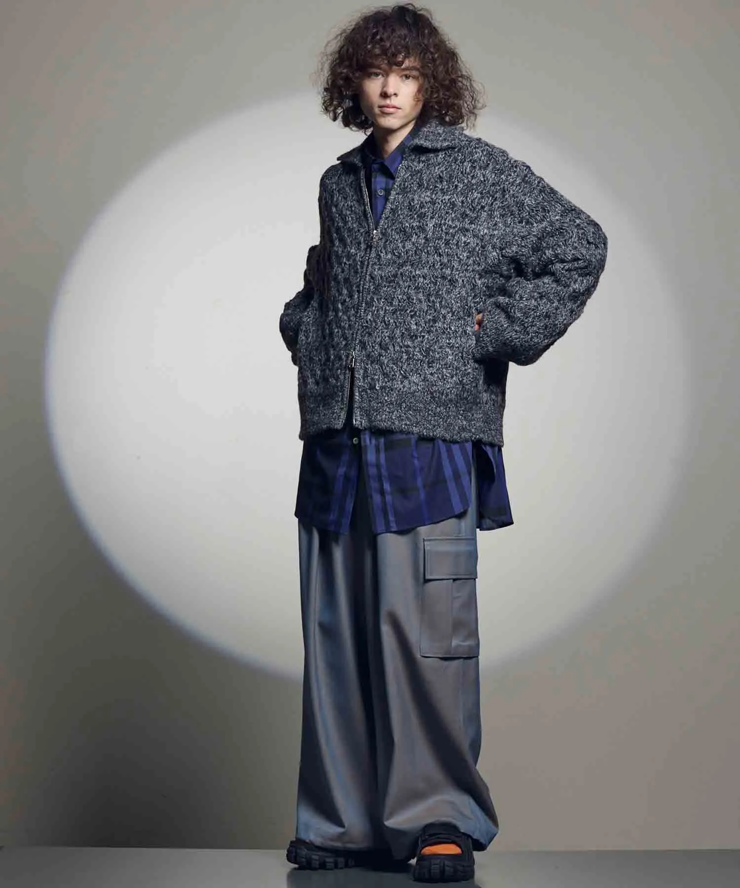 4 Colors Chambray Washable Wool Prime-Wide Cargo Pants