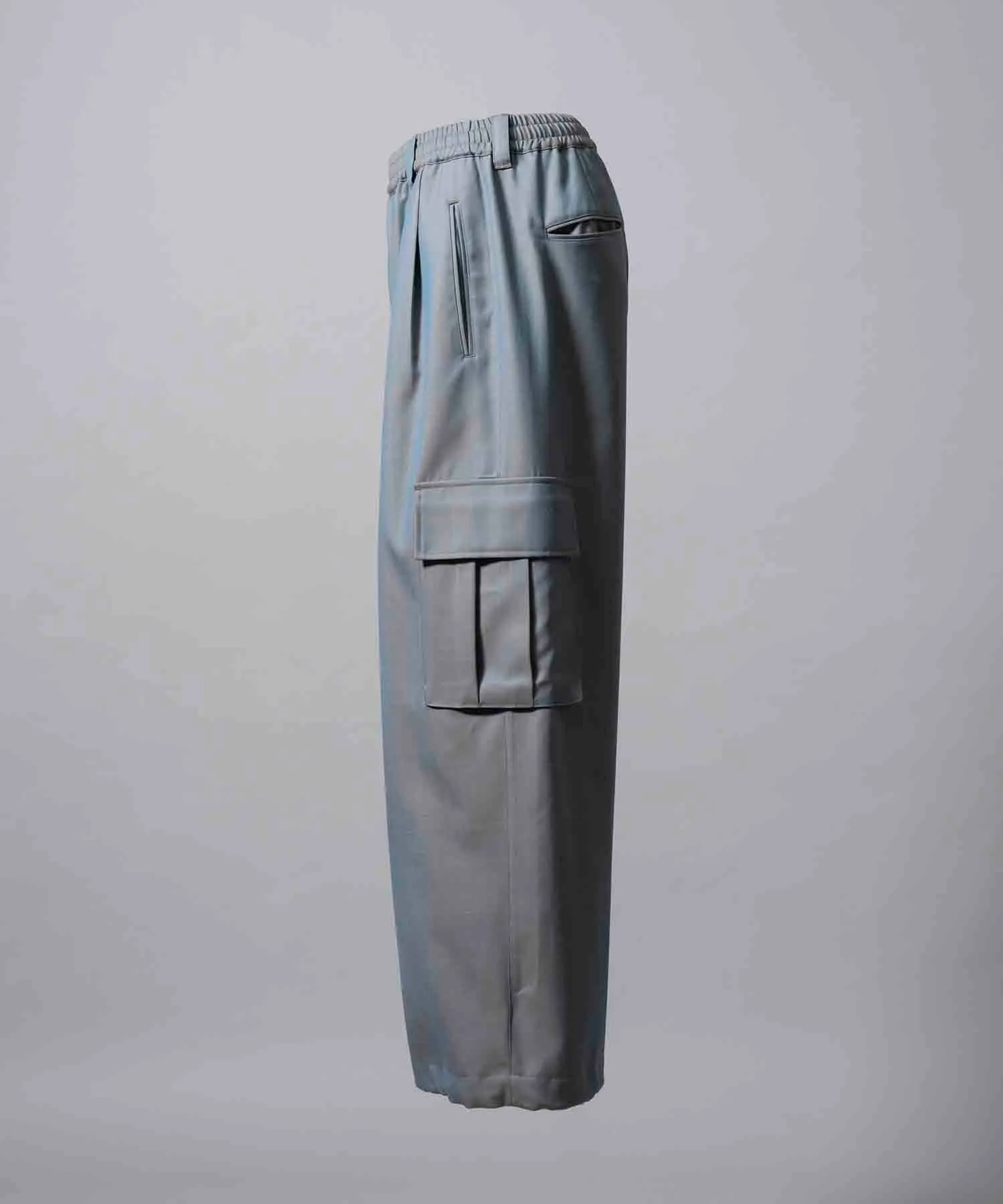 4 Colors Chambray Washable Wool Prime-Wide Cargo Pants