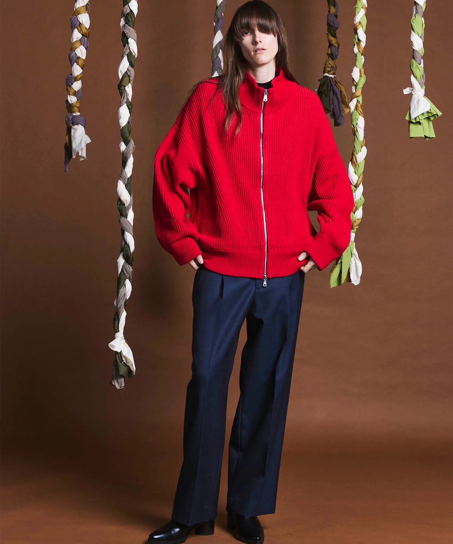 4 Colors Chambray Washable Wool Prime-Wide One Tuck Pants