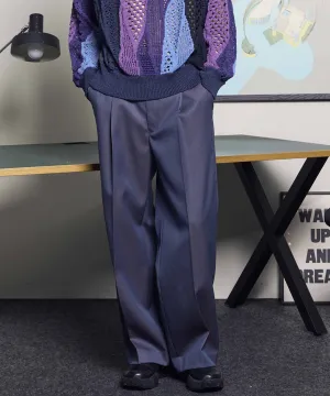 4 Colors Chambray Washable Wool Prime-Wide One Tuck Wide Pants