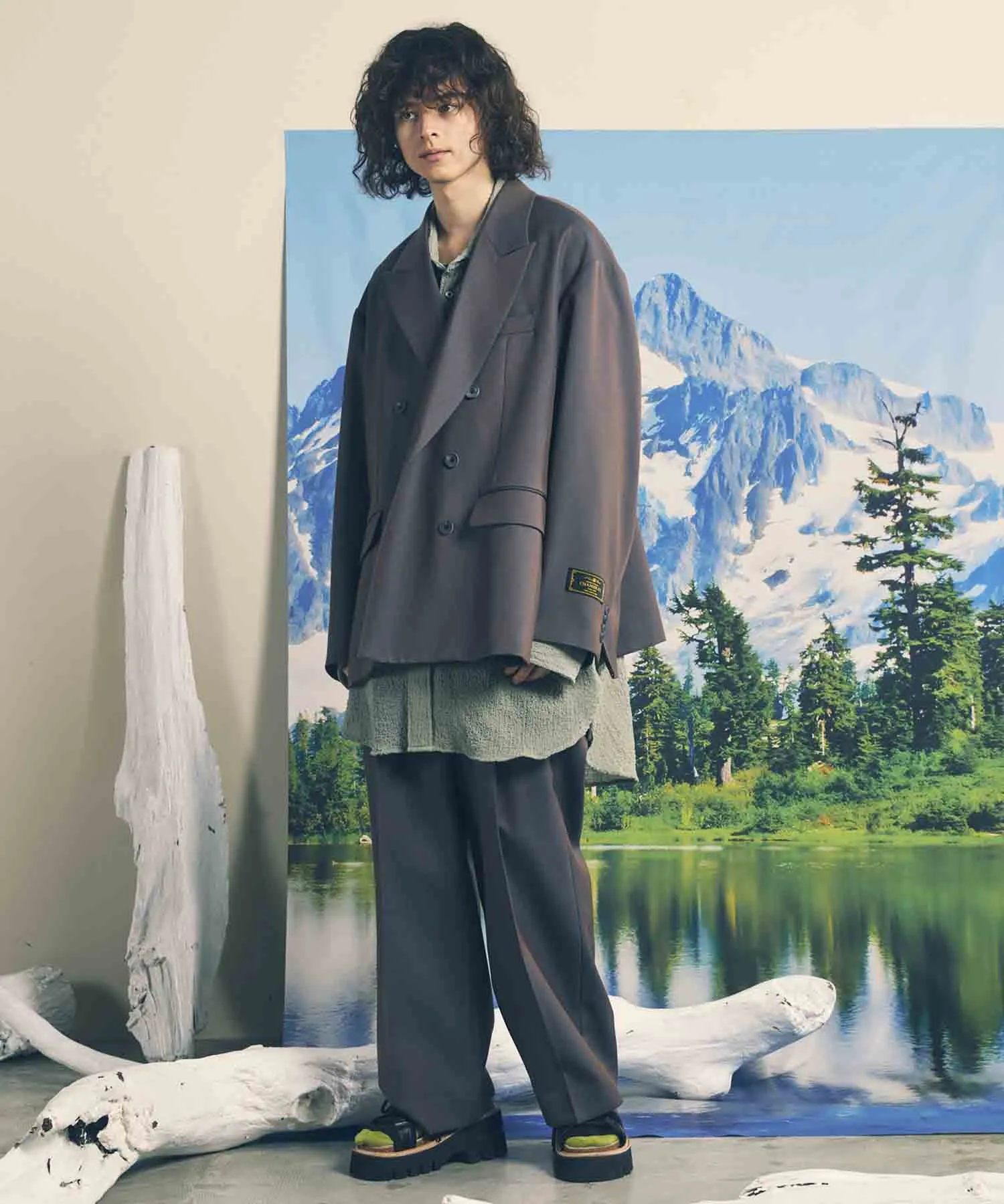 4 Colors Chambray Washable Wool Prime-Wide One Tuck Wide Pants