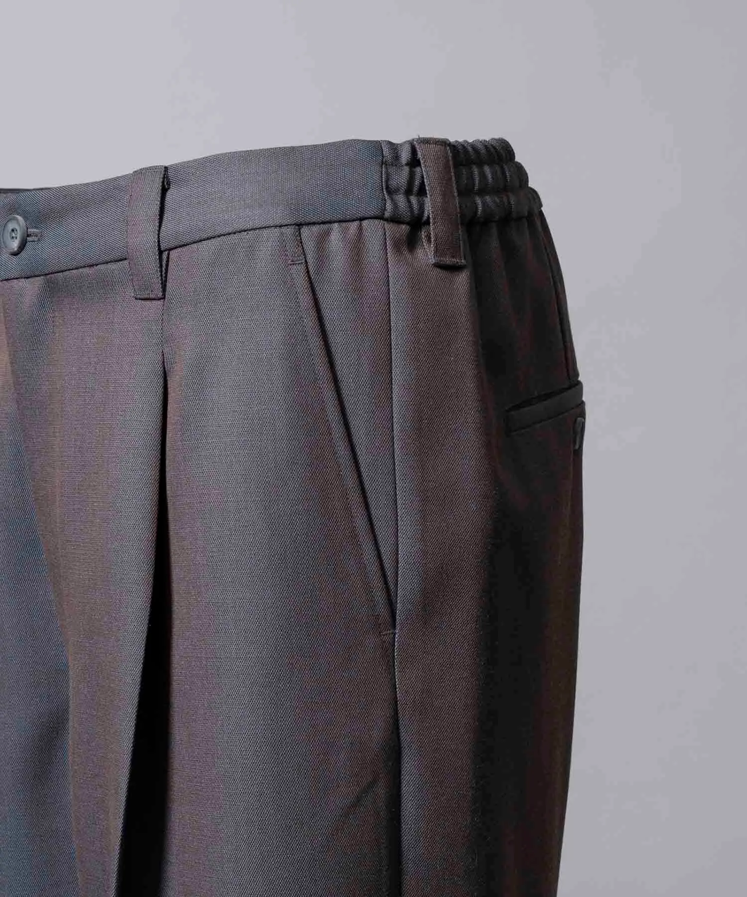 4 Colors Chambray Washable Wool Prime-Wide One Tuck Wide Pants