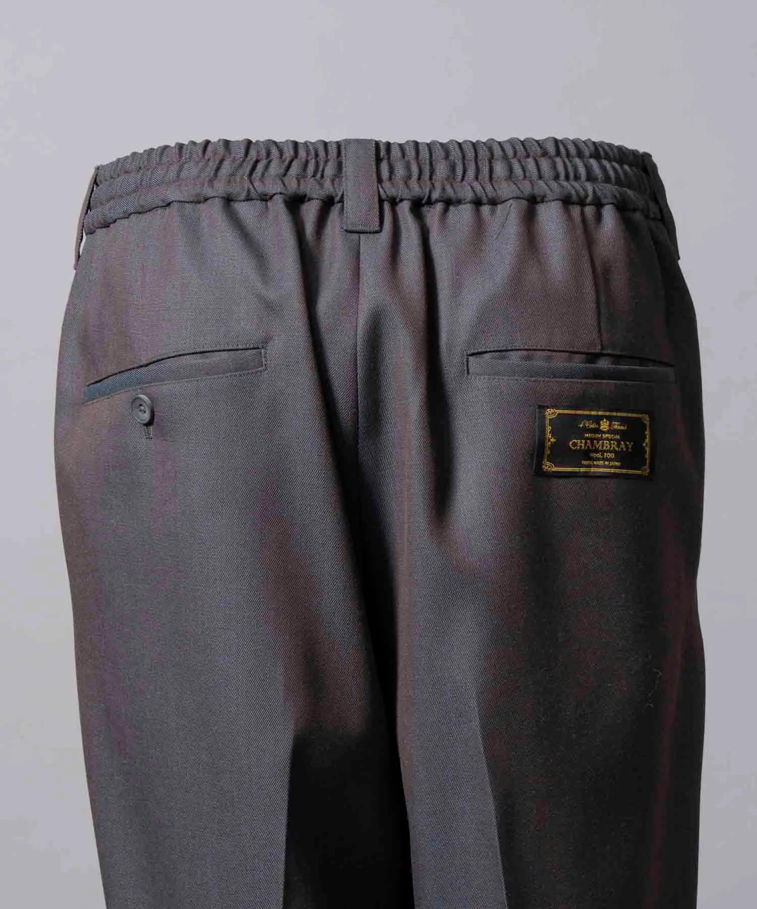4 Colors Chambray Washable Wool Prime-Wide One Tuck Wide Pants