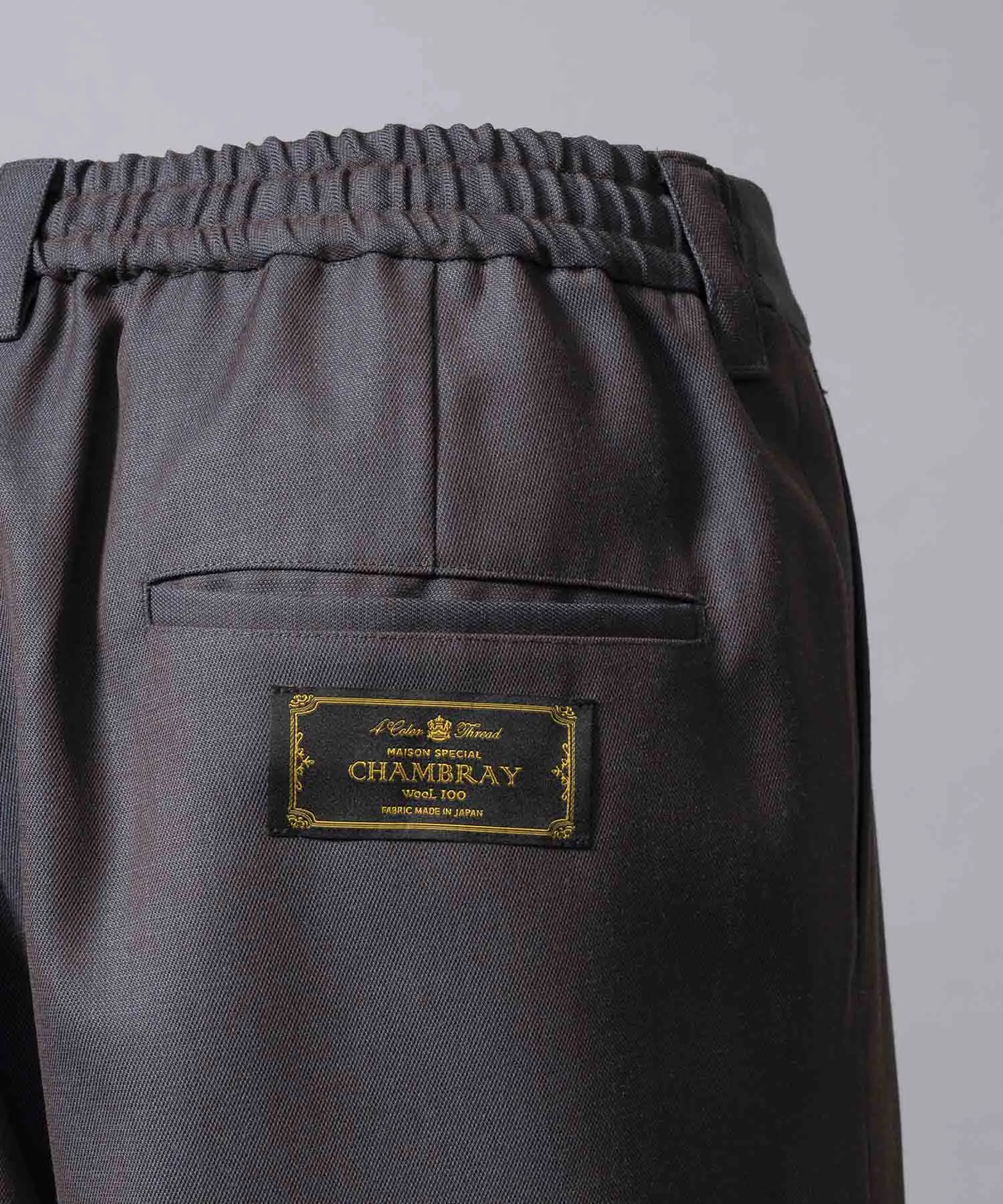 4 Colors Chambray Washable Wool Prime-Wide One Tuck Wide Pants