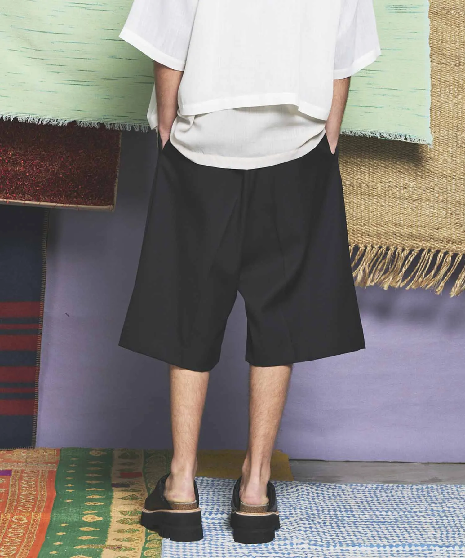 4 Colors Chambray Washable Wool Prime-Wide Shorts