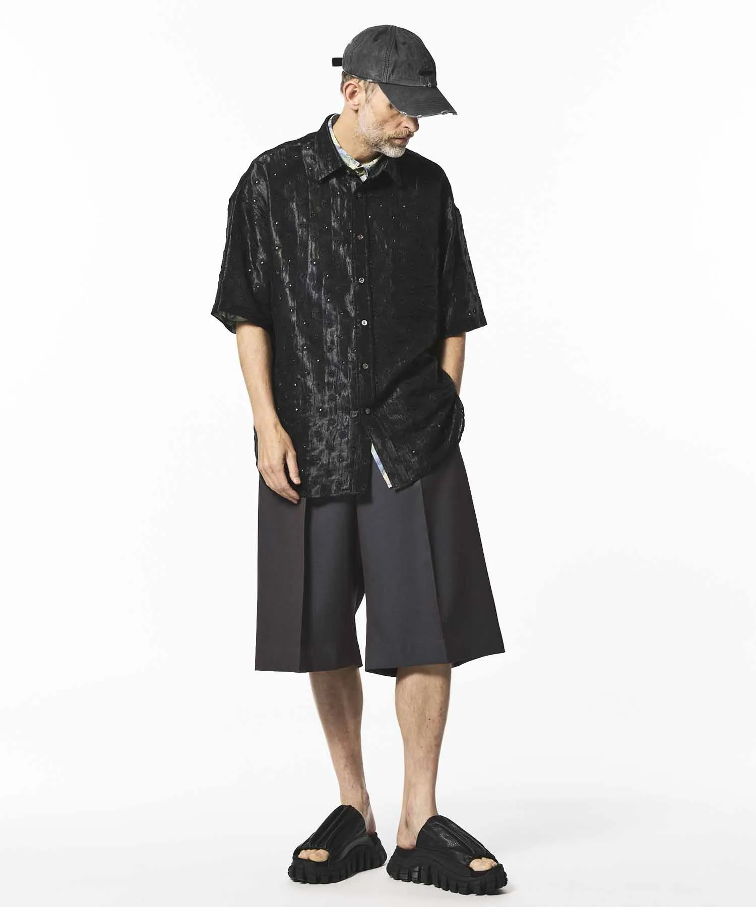 4 Colors Chambray Washable Wool Prime-Wide Shorts