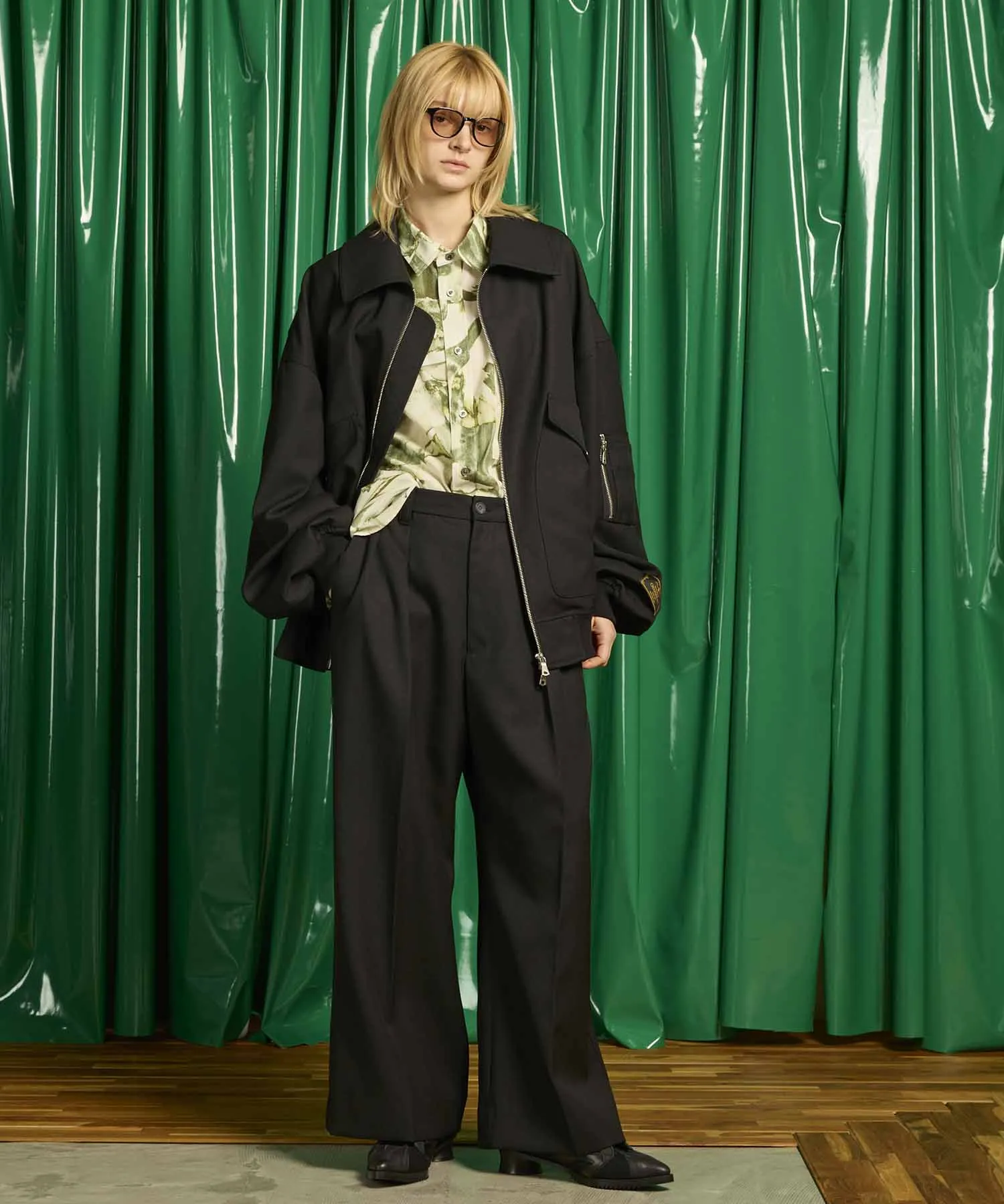 4 Colors Chambray Washable Wool Prime-Wide Two Tuck Wide Pants