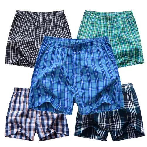 5 Pcs/Lot Mens Underpants Boxers Plaid Shorts 100% Cotton Fashion Underwear Soft Boxer Male Panties Comfortable Breathable