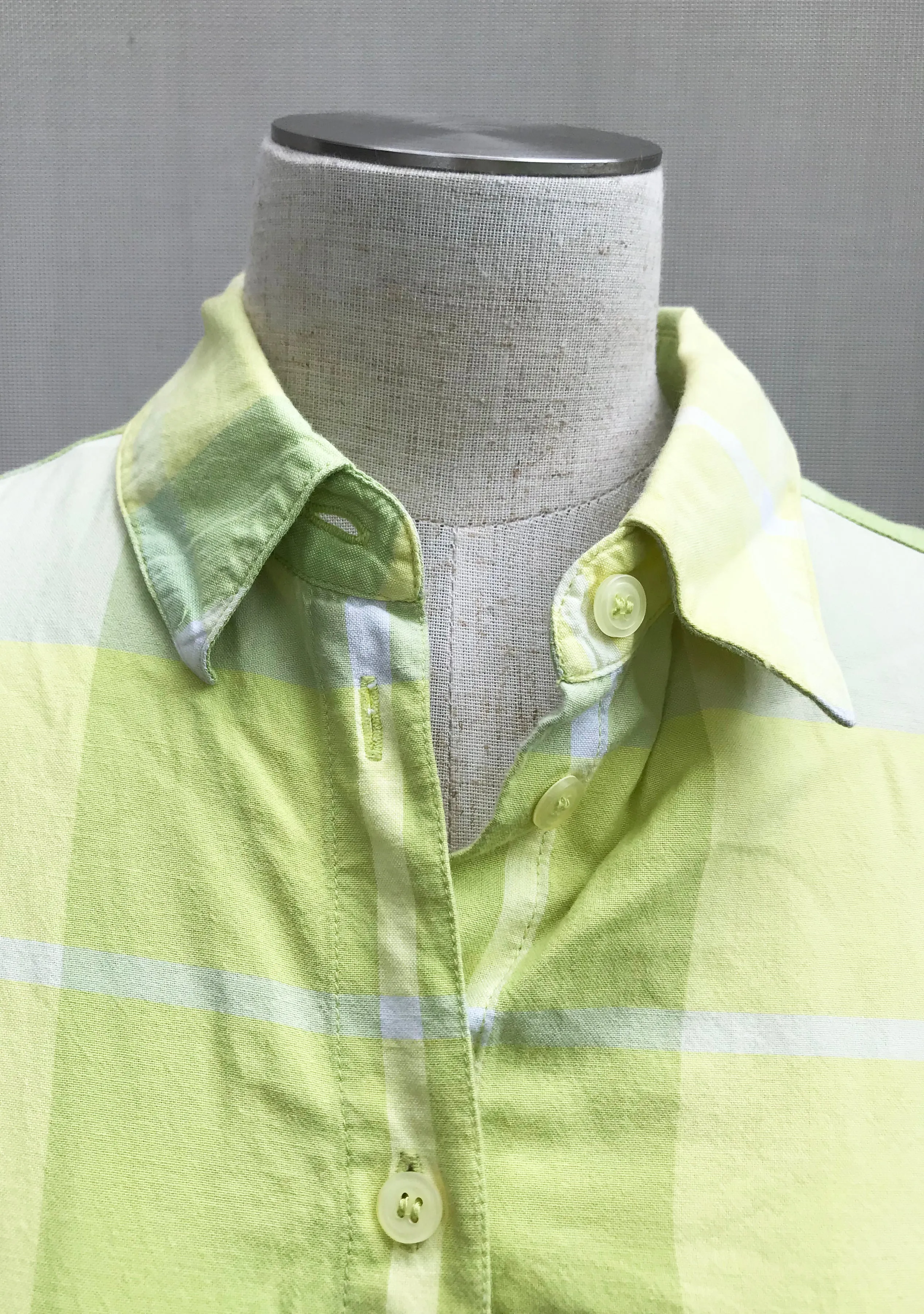 60s Lime Green Casual Plaid