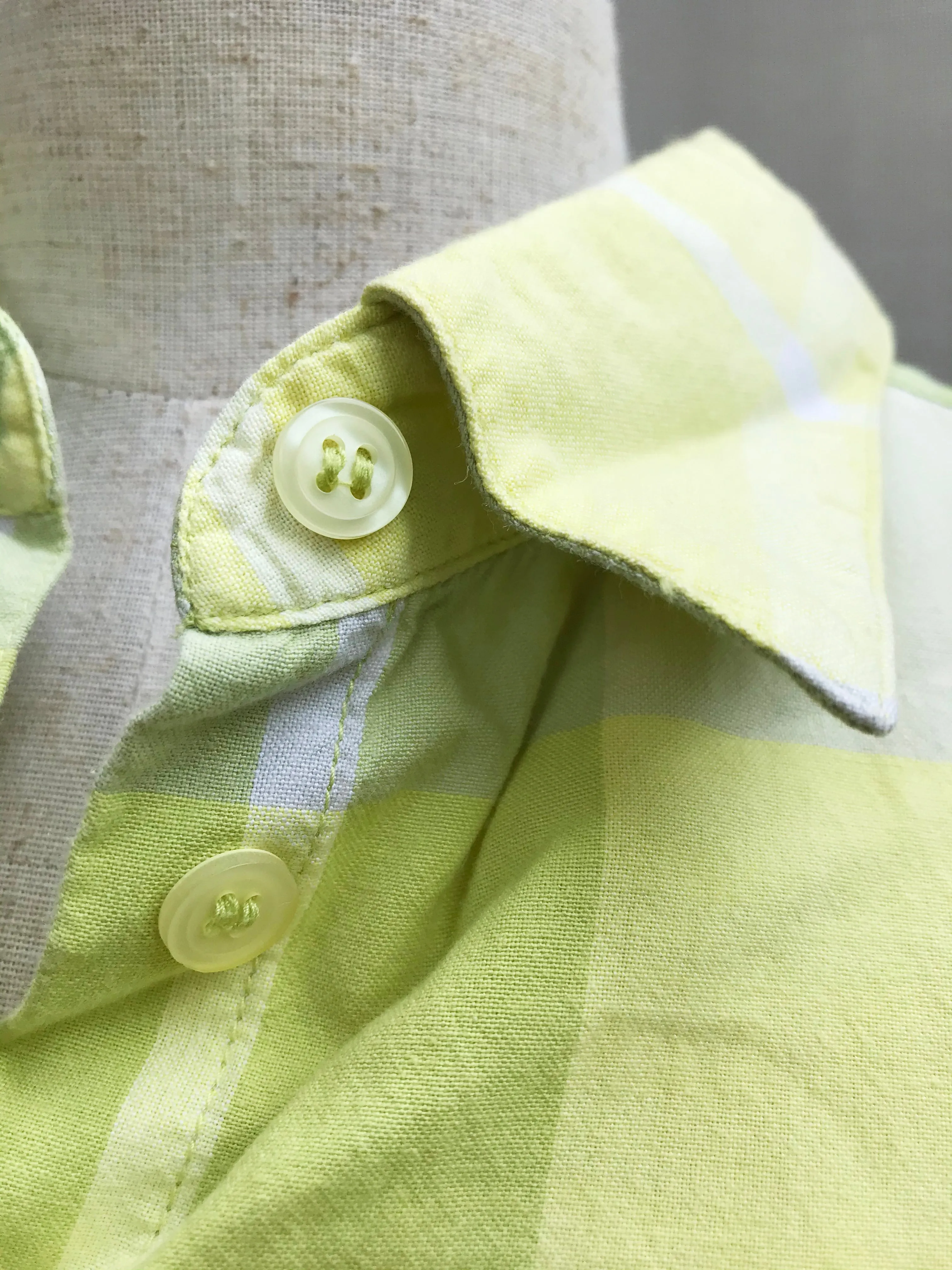 60s Lime Green Casual Plaid