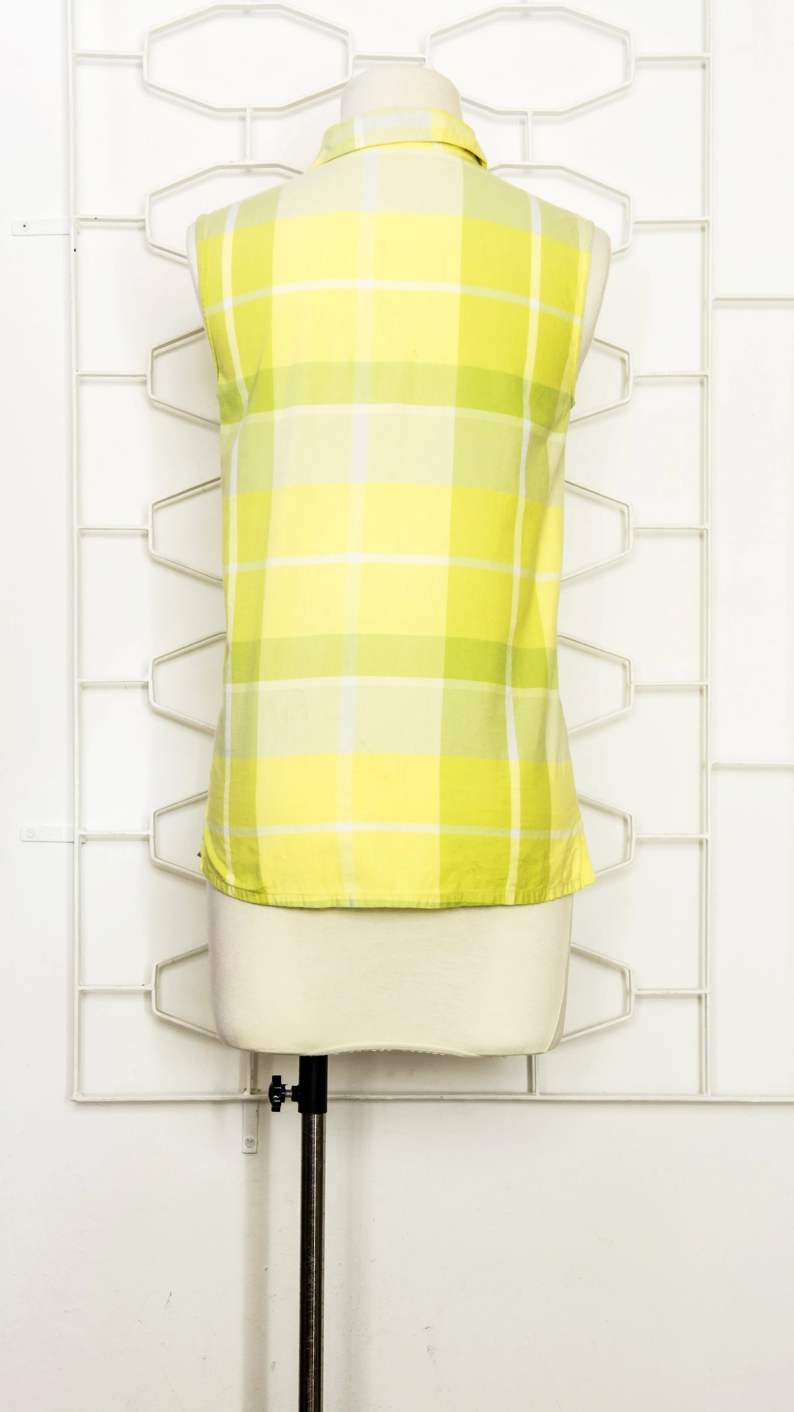 60s Lime Green Casual Plaid