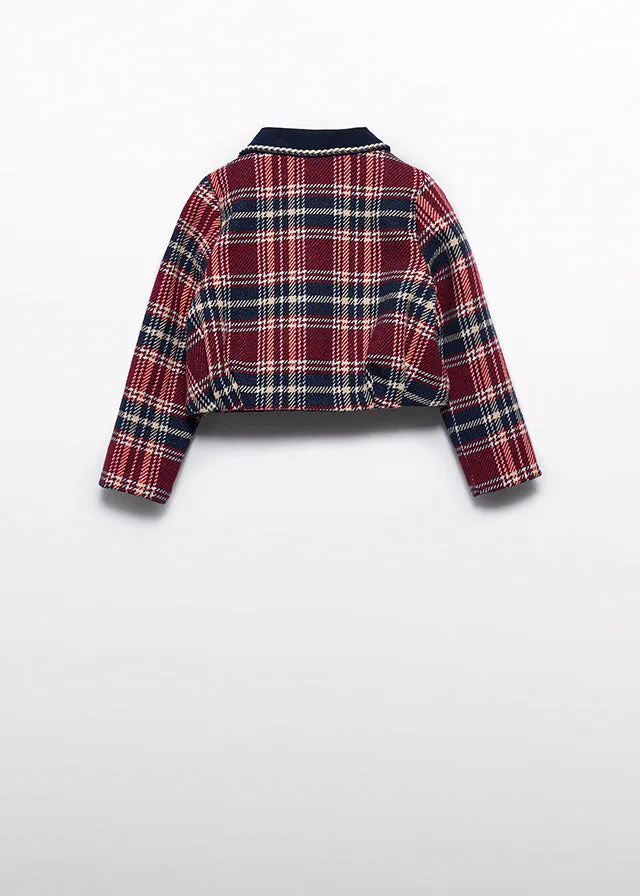 Abel & Lula 5679 Long Sleeve Blouse, 5712 Navy Plaid Shorts and 5831 Navy Plaid Jacket In Stock Now