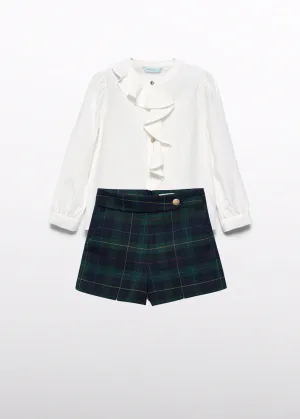 Abel & Lula 5679 Long Sleeve Blouse and 5710 Navy Plaid Shorts In Stock Now